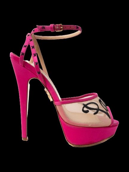 Charlotte Olympia High-Heeled Pink Star Platform Shoes Size 37