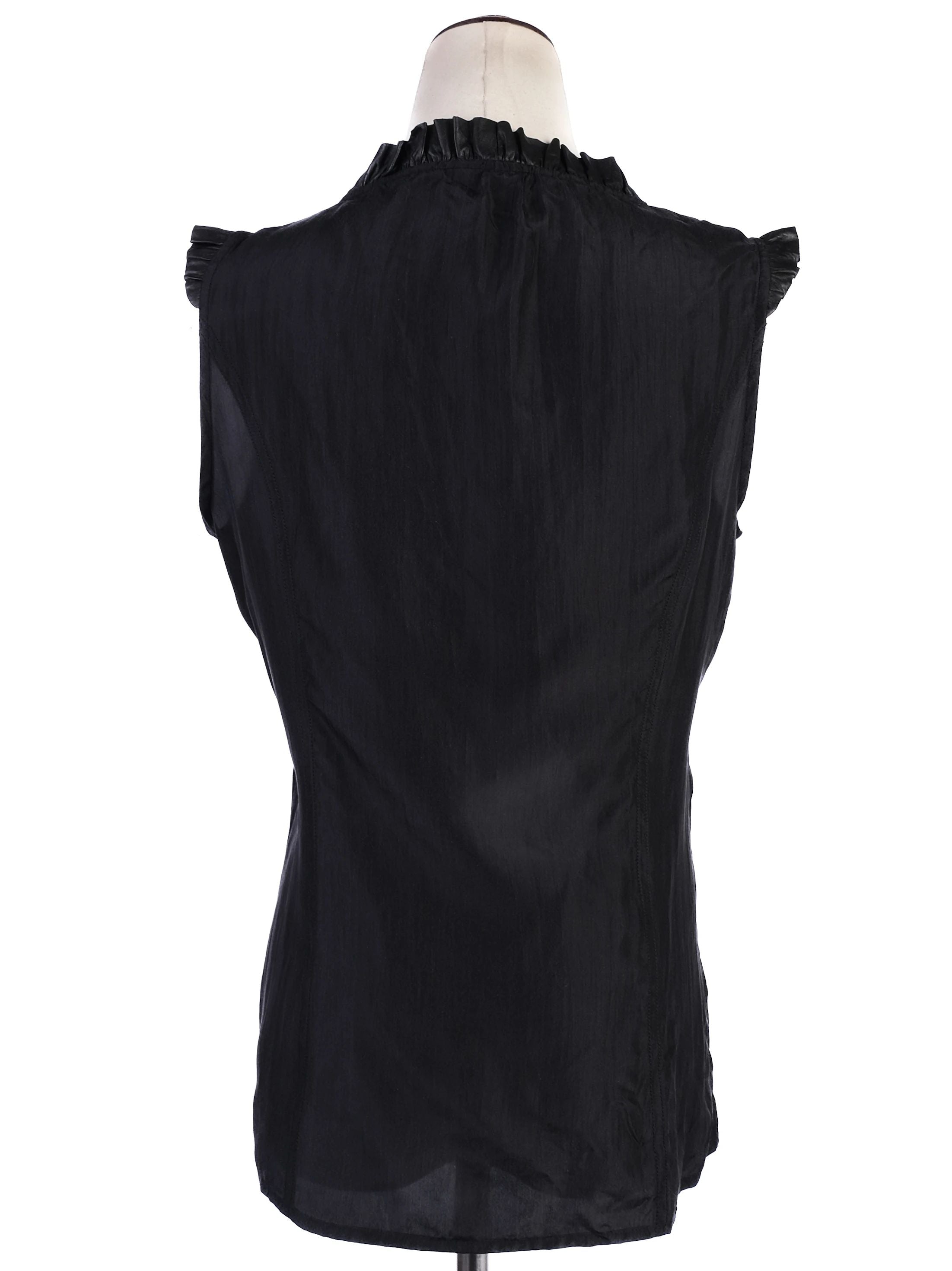 Excellent Emporio Armani Black Cotton Sleeveless Blouse Size M