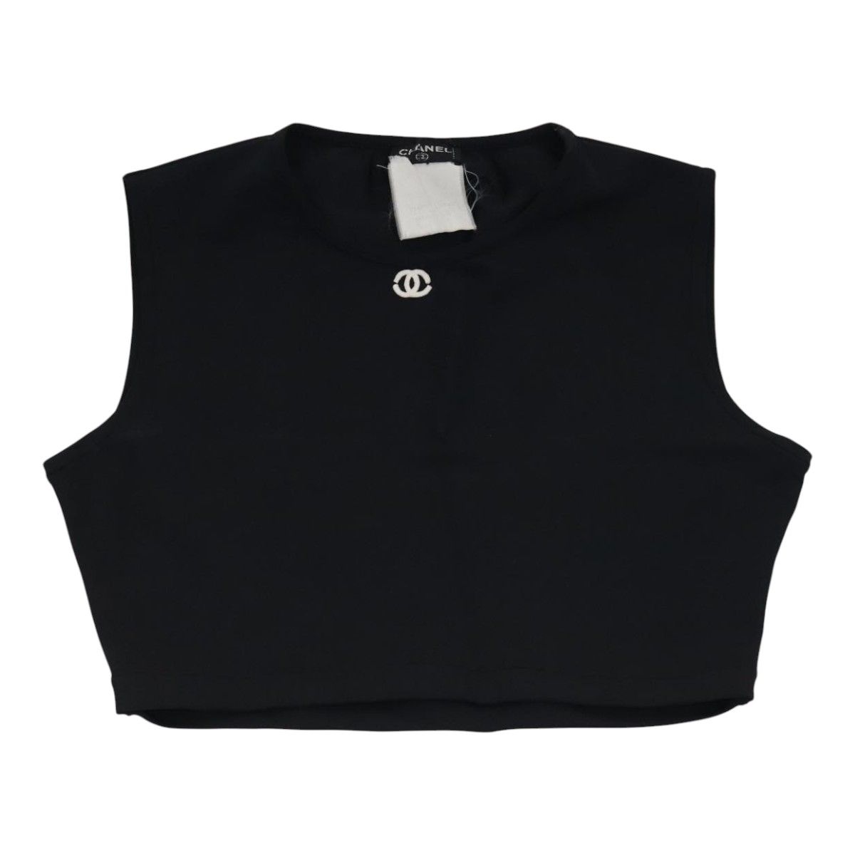 Chanel Tank Top Silk Black Cc Auth
