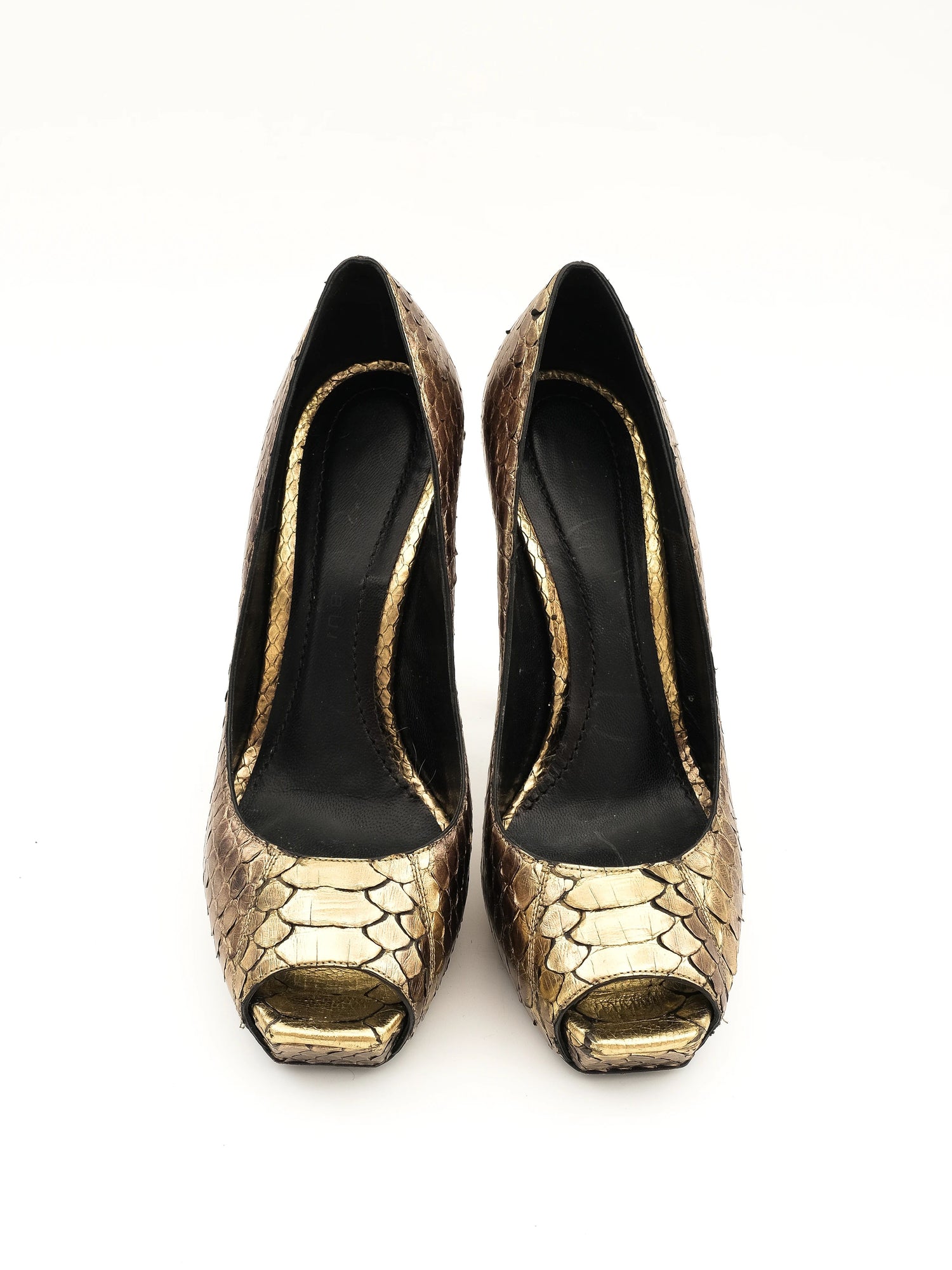 Excellent Barbara Bui Yellow Leather Peep-Toe High Heels Size 37.5