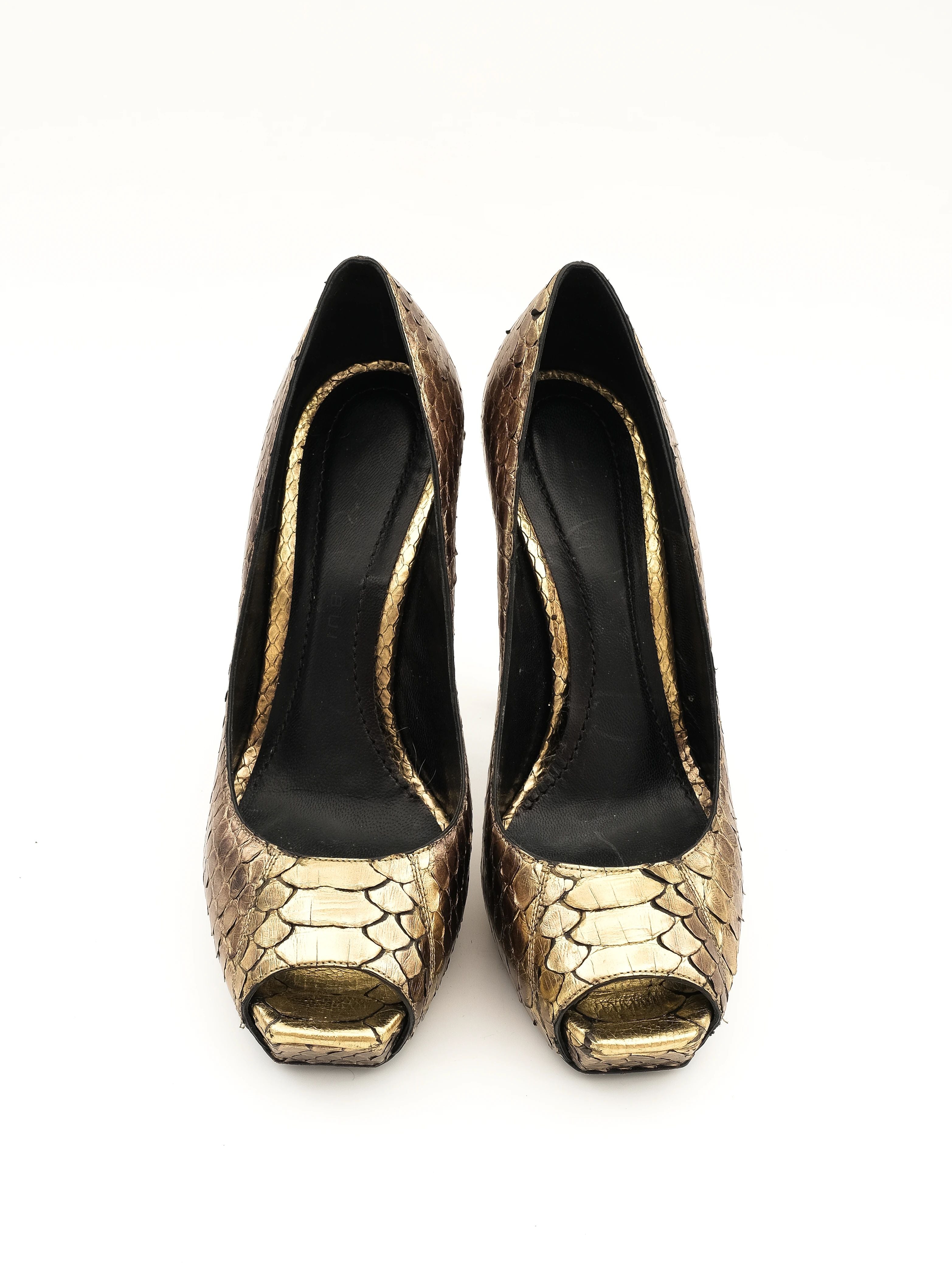 Excellent Barbara Bui Yellow Leather Peep-Toe High Heels Size 37.5