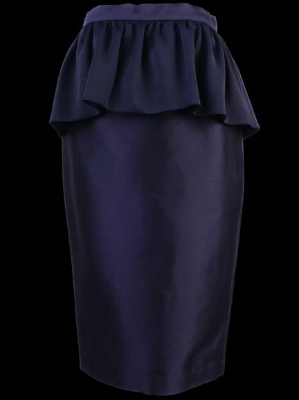 NEW By Malene Birger Navy Blue Wool Peplum Pencil Skirt Size S