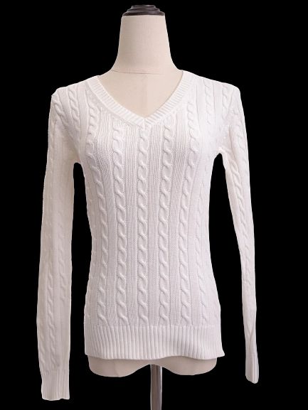 Excellent Tommy Hilfiger White Cable Knit Sweater Size S