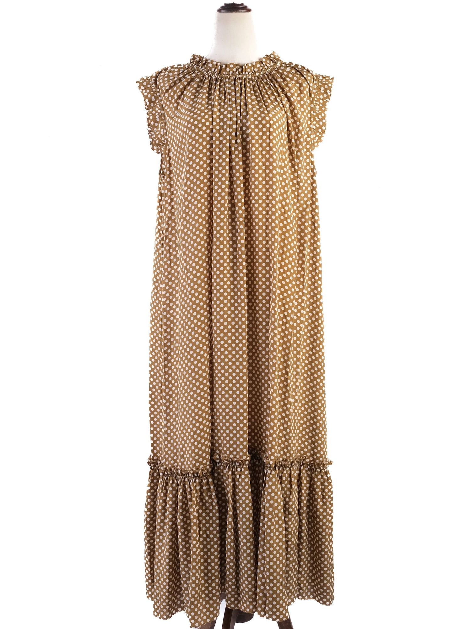Excellent Zimmerman Ruffled Polka Dot Dress Brown Silk Size L