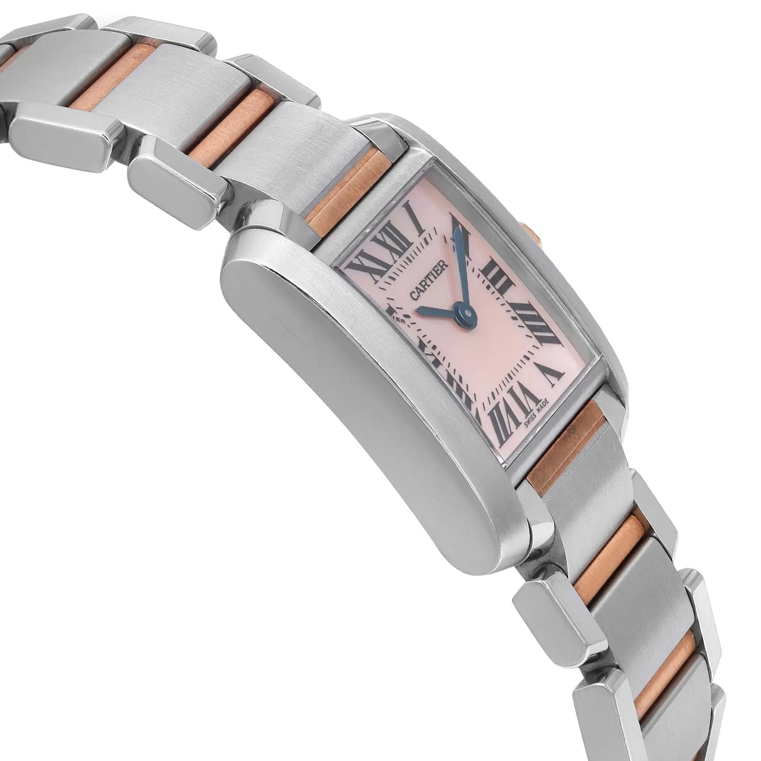 Cartier Tank Francaise 18K Rose Gold Steel MOP Dial Quartz Ladies Watch 2384