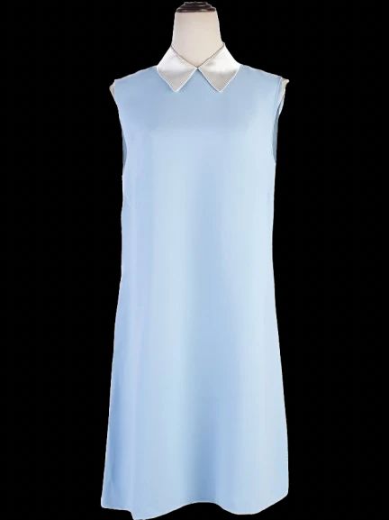 Excellent Miu Miu Blue Viscose Sleeveless Dress Size L with Collar