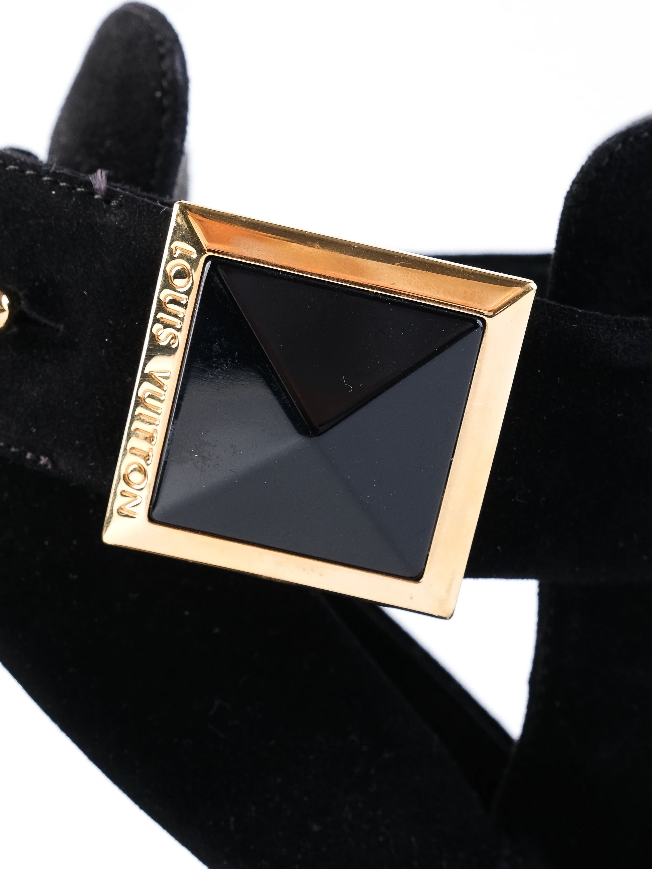 Excellent Louis Vuitton Black Leather High-Heeled Shoes Size 38.5