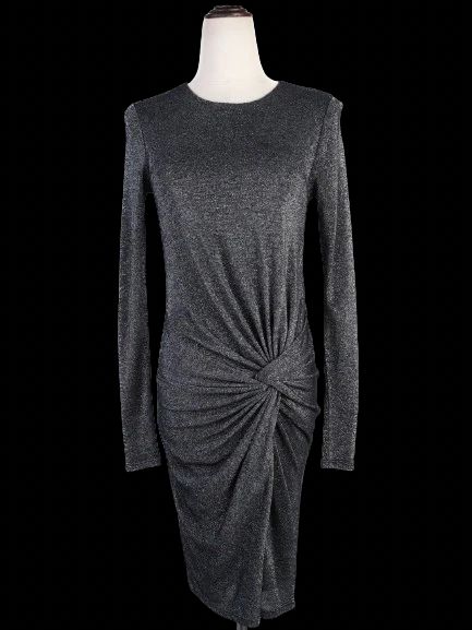 Excellent Ted Baker Gray Long-Sleeved Knee-Length Dress XS