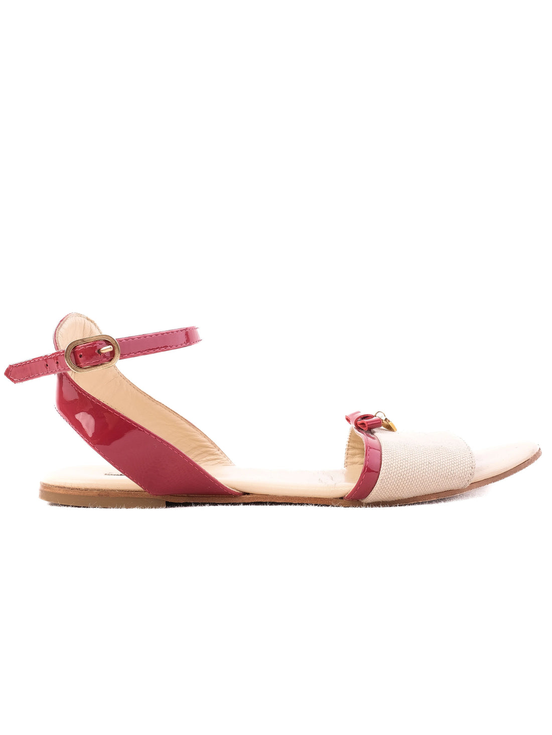 Excellent Dolce Gabbana Red Sandals Fabric Size 36 with Ankle Strap