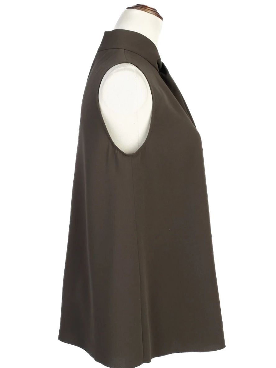 Excellent Max Mara Green Sleeveless Blouse High Neck Size N/A