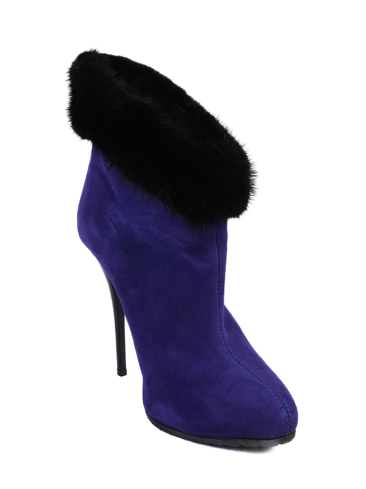 Perfect Giuseppe Zanotti Purple Leather High-Heeled Ankle Boots Size 37.5