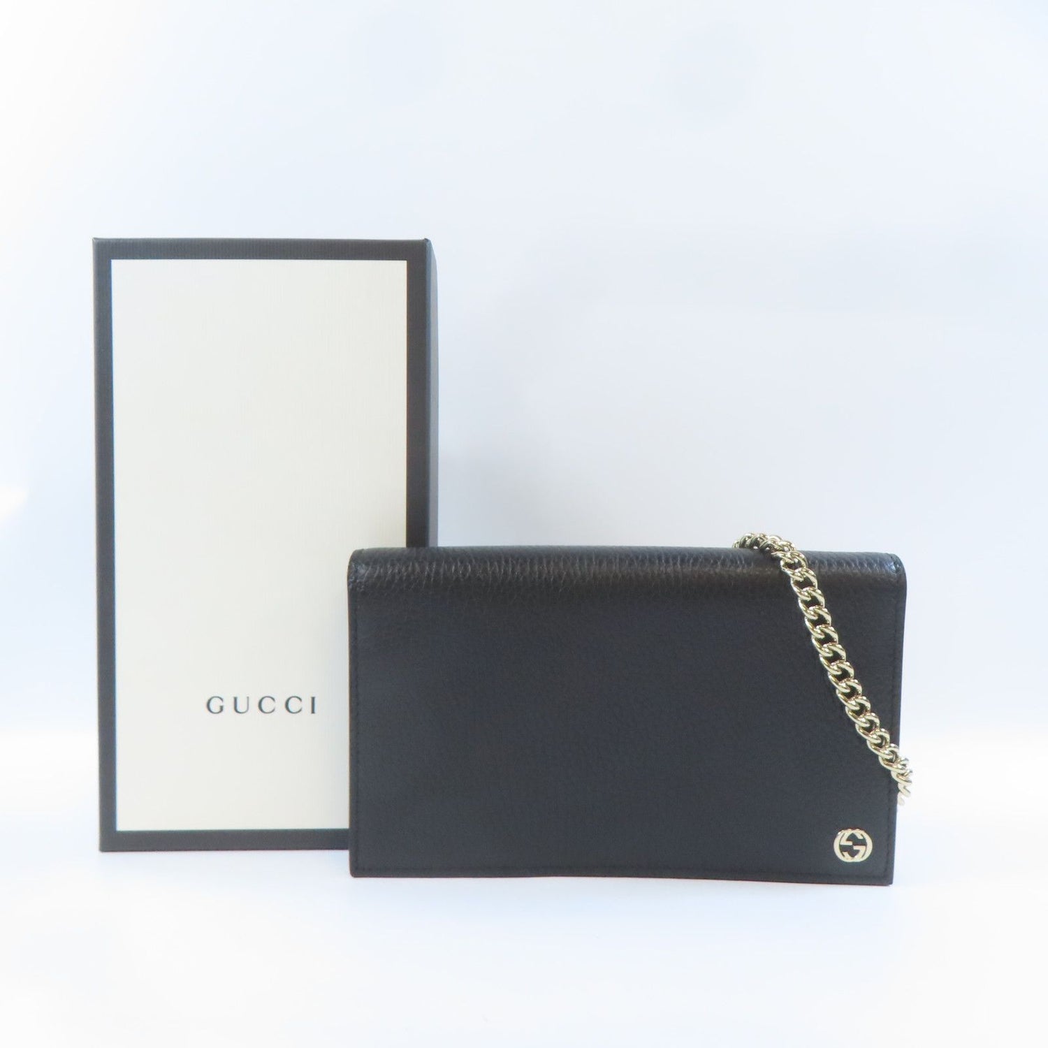 Gucci Textured Calfskin Medium Betty Chain Wallet Black
