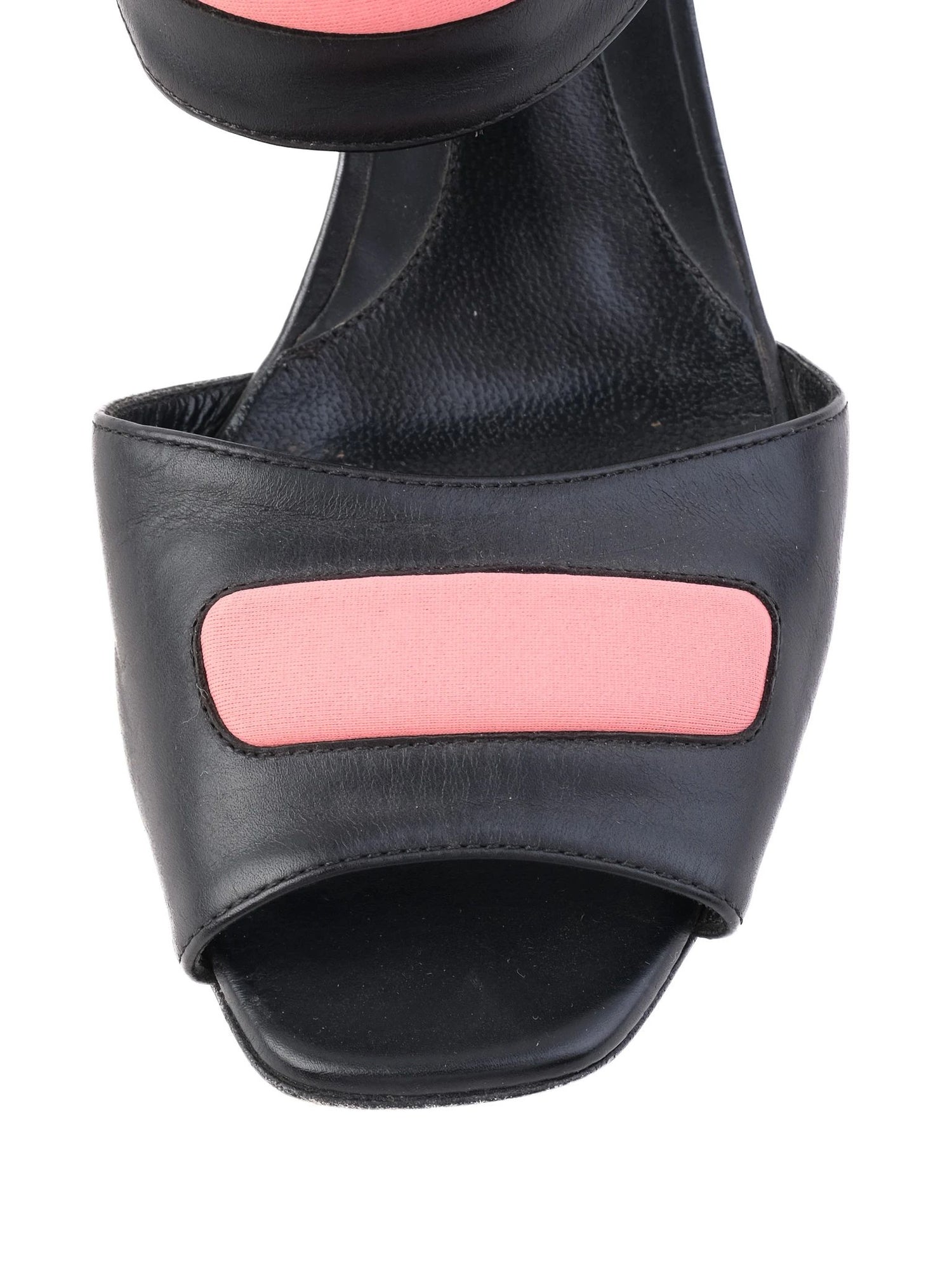 Excellent Fendi High-Heeled Sandals Black Leather Size 39.5