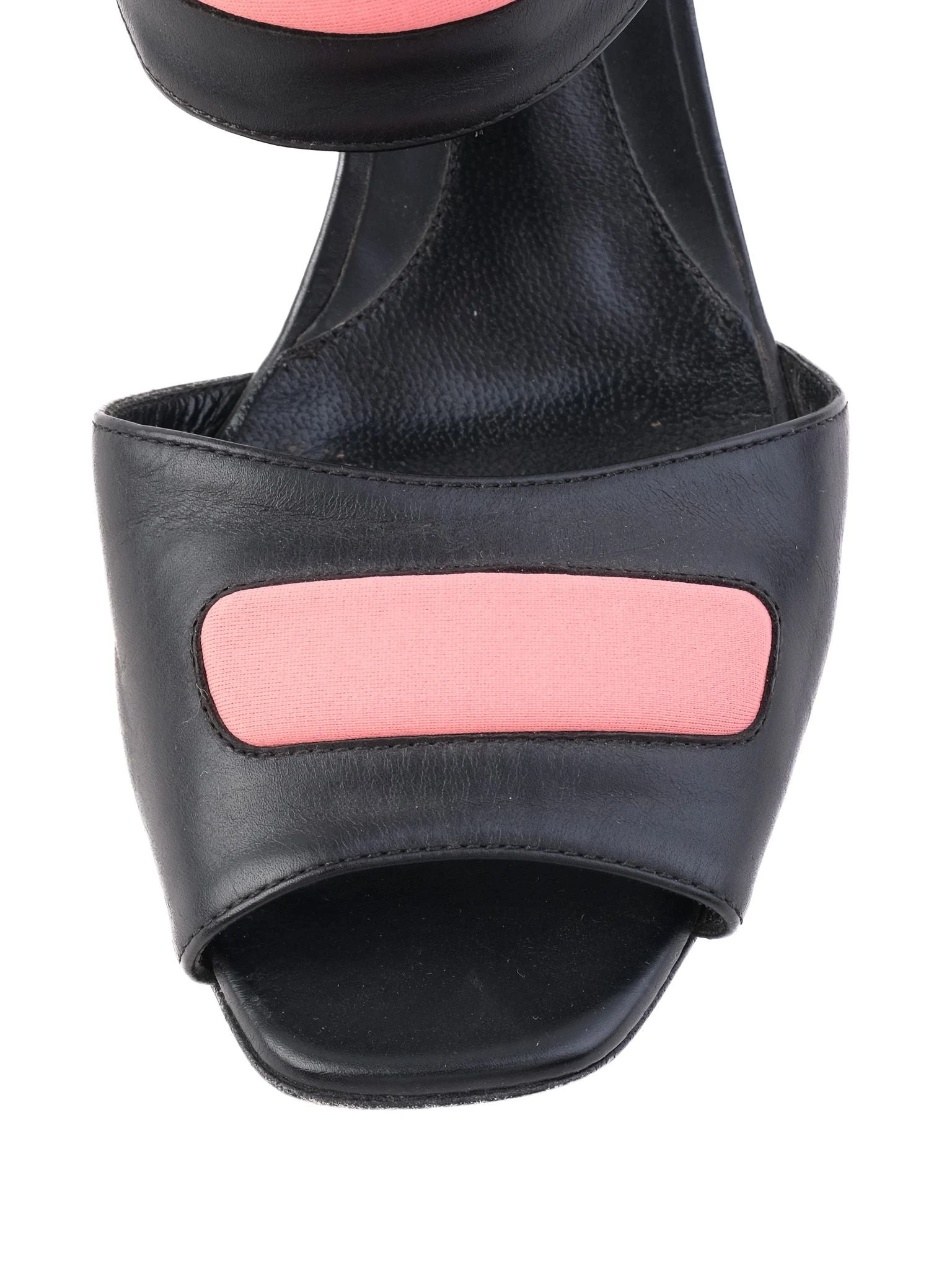 Excellent Fendi High-Heeled Sandals Black Leather Size 39.5