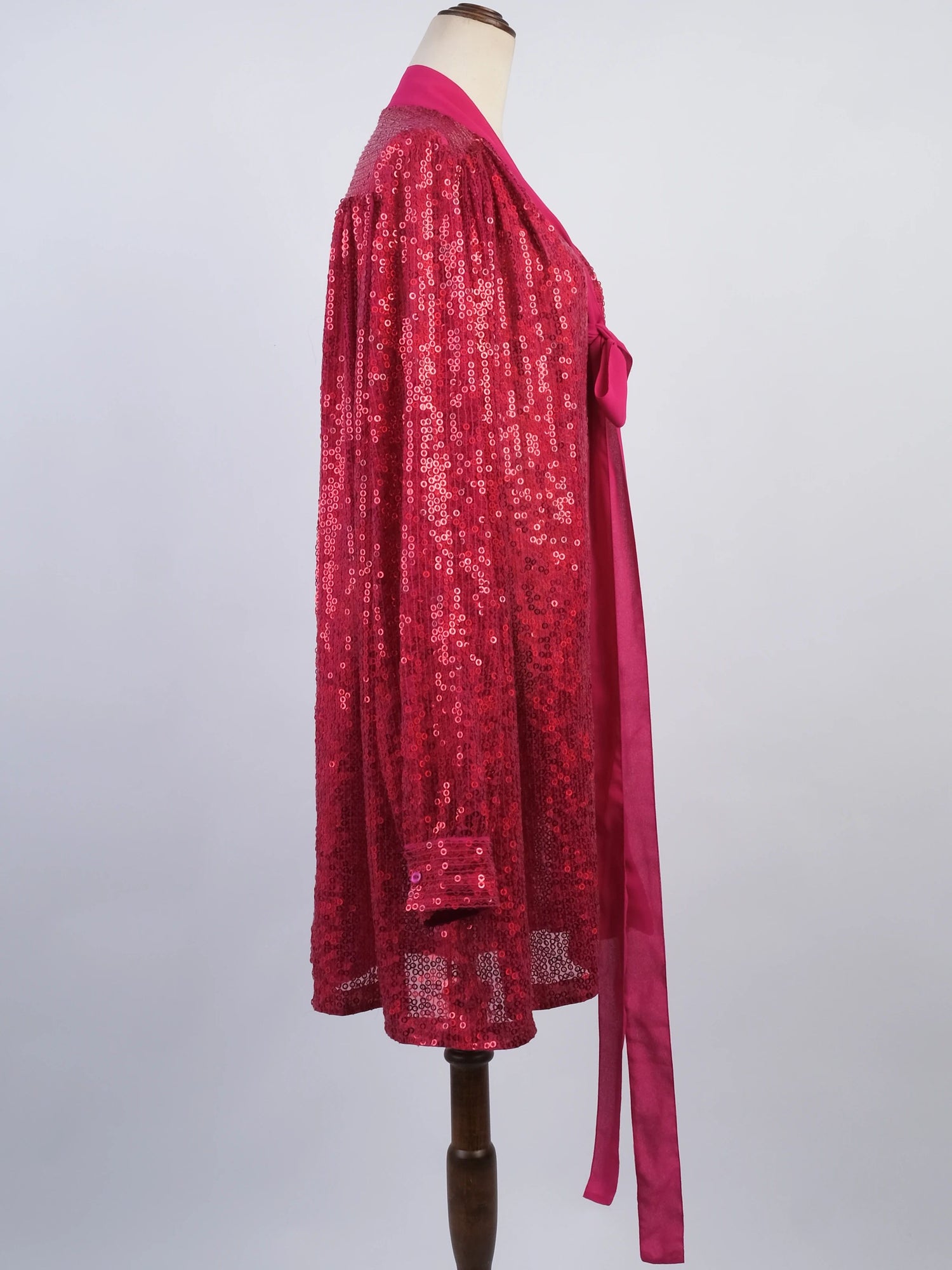 Excellent Ashish Pink Sequin Dress Size L with Bow Detail