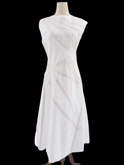 Excellent Bottega Veneta White Sleeveless Dress Cotton Size N/A