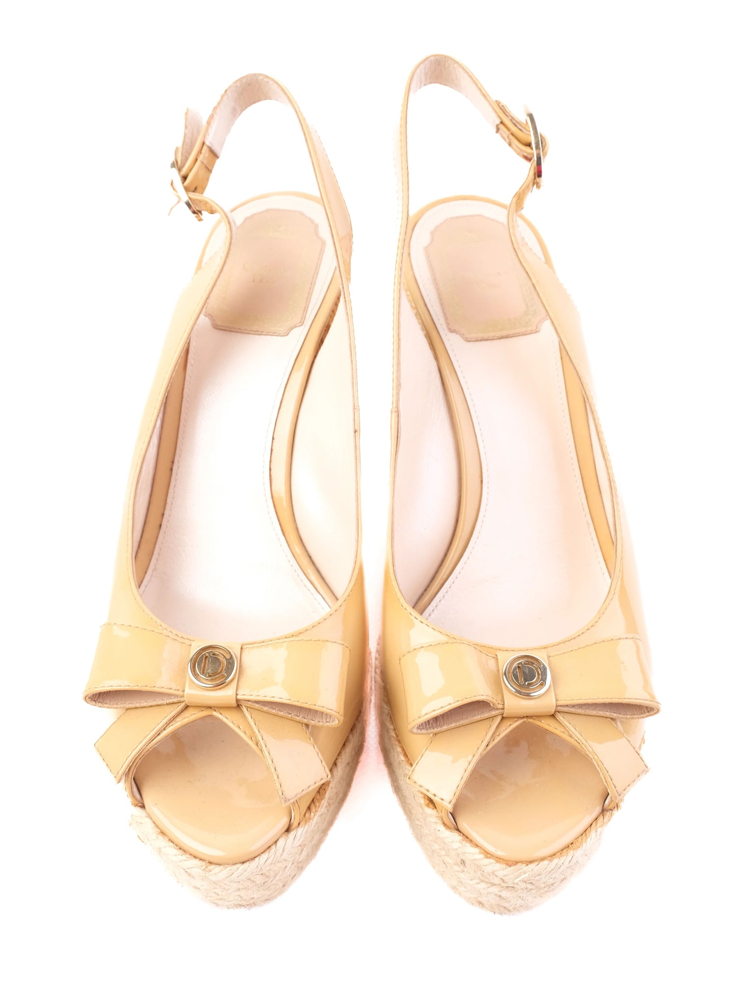 Excellent Dior Orange Leather High-Wedge Sandals Size 37.5