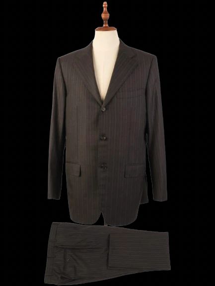 Excellent Ermenegildo Zegna Black Wool Suit Jacket Size L