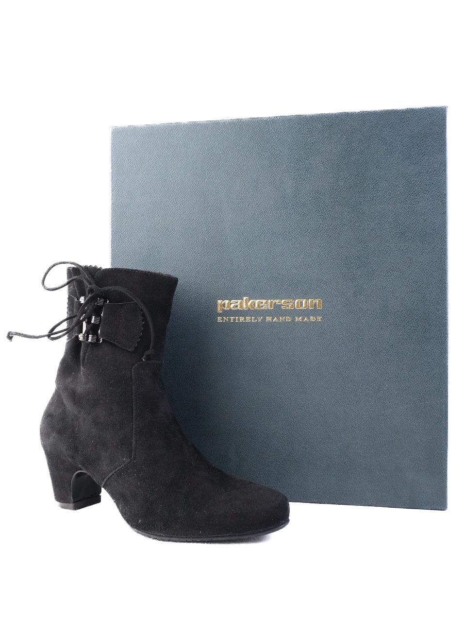 Perfect Pakerson Black Leather Ankle Boot with Lace Detail Size 36