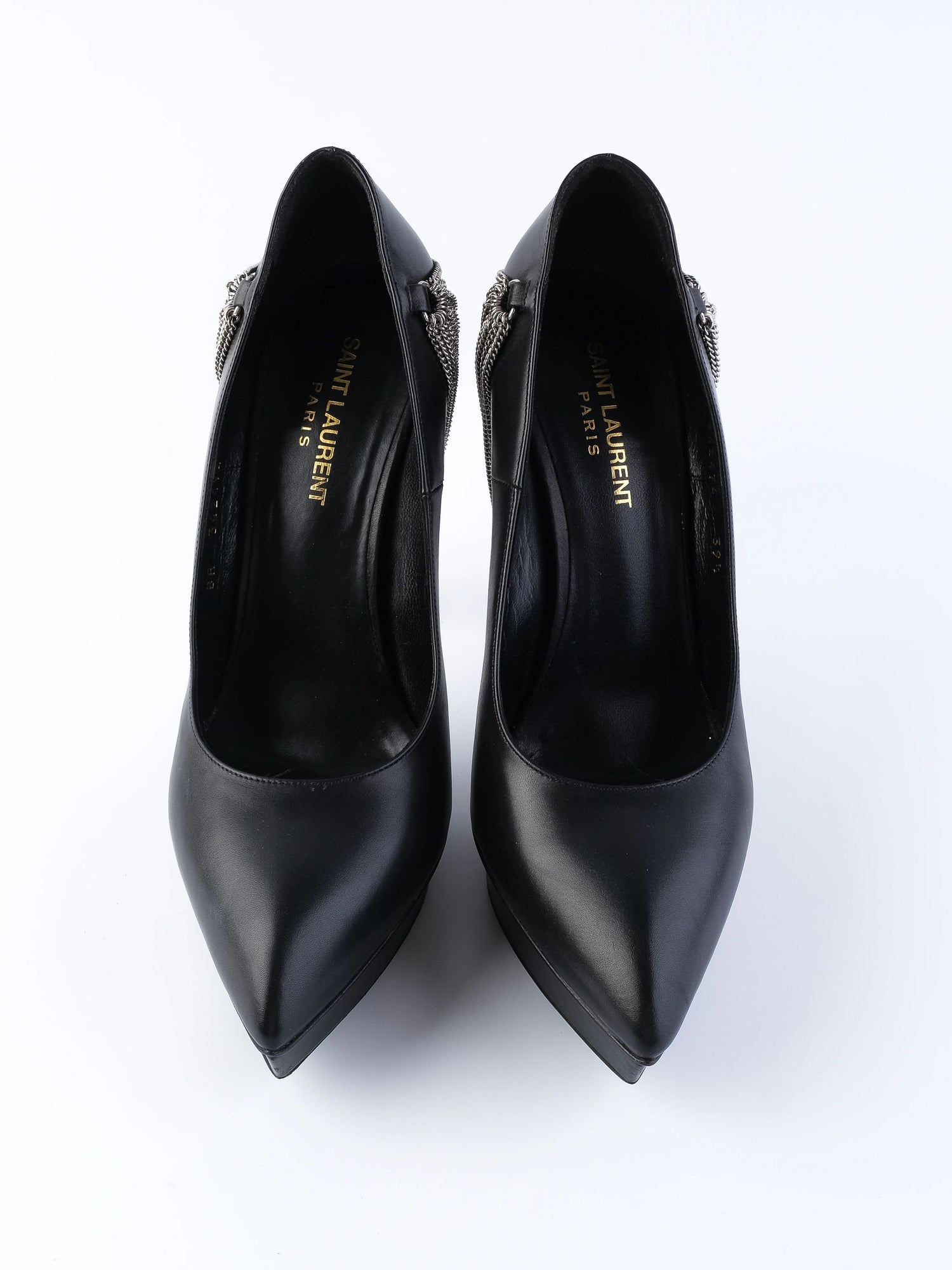 Excellent Yves Saint Laurent Black Leather High-Heeled Shoes Size 39.5