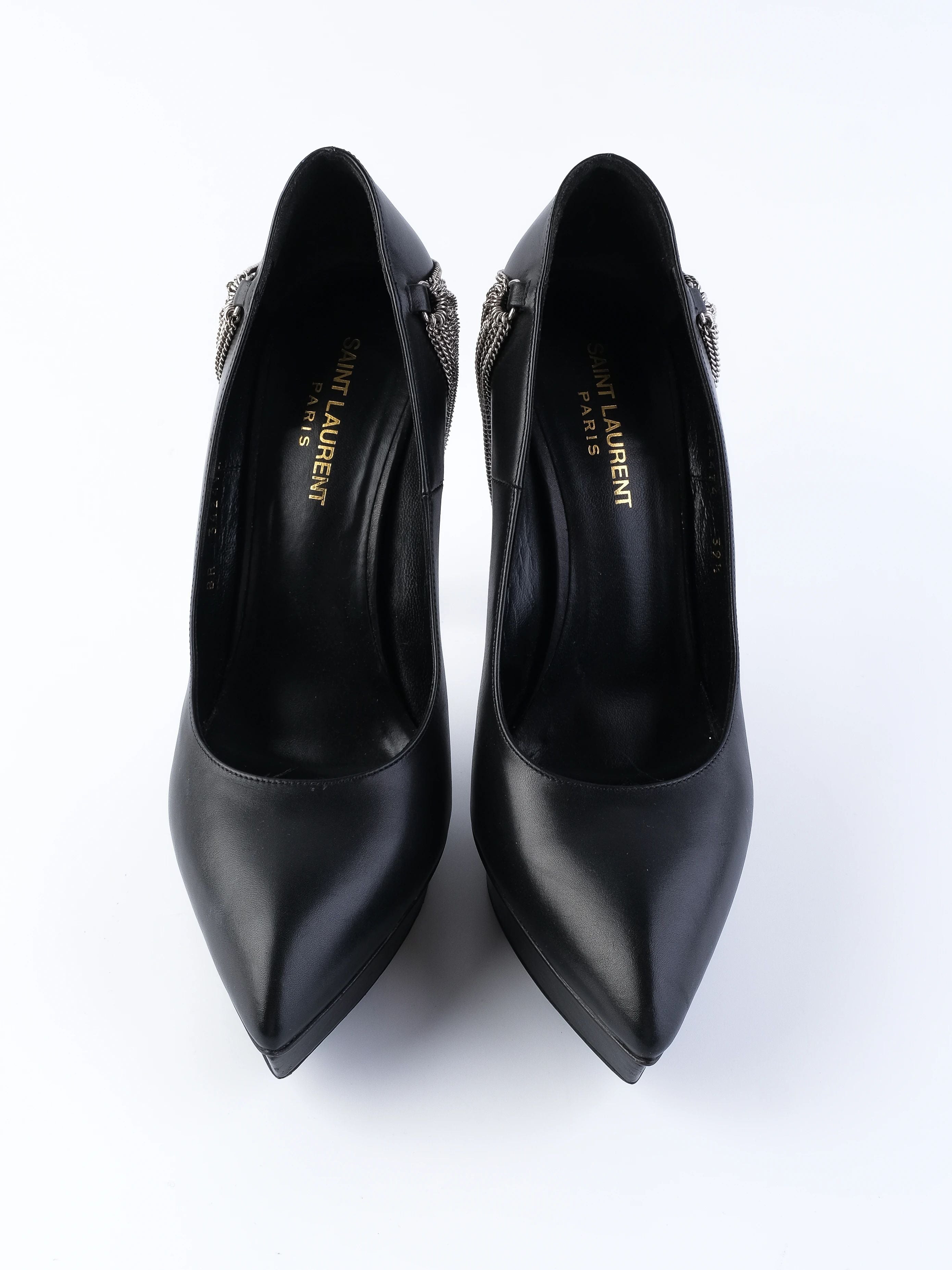 Excellent Yves Saint Laurent Black Leather High-Heeled Shoes Size 39.5