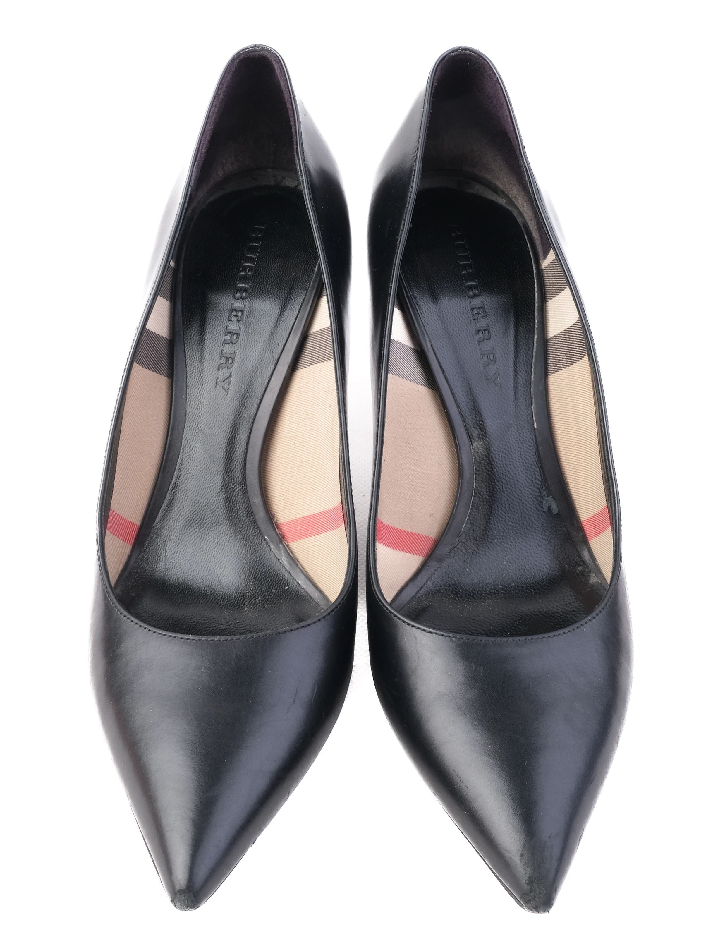 Burberry Black High-Heeled Stiletto Leather Shoe Size 39