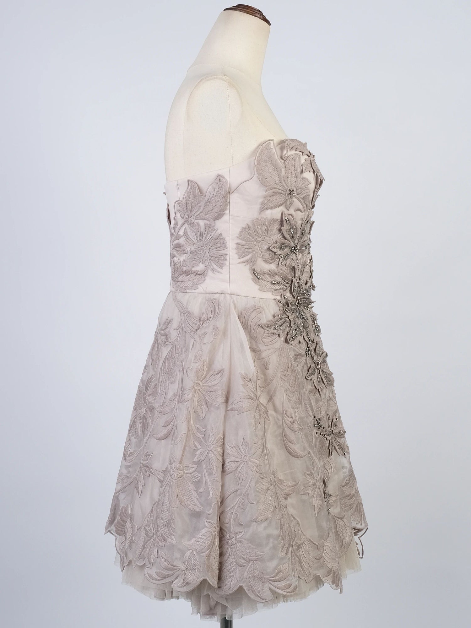 Perfect Karen Millen Gray Silk Strapless Dress Size M