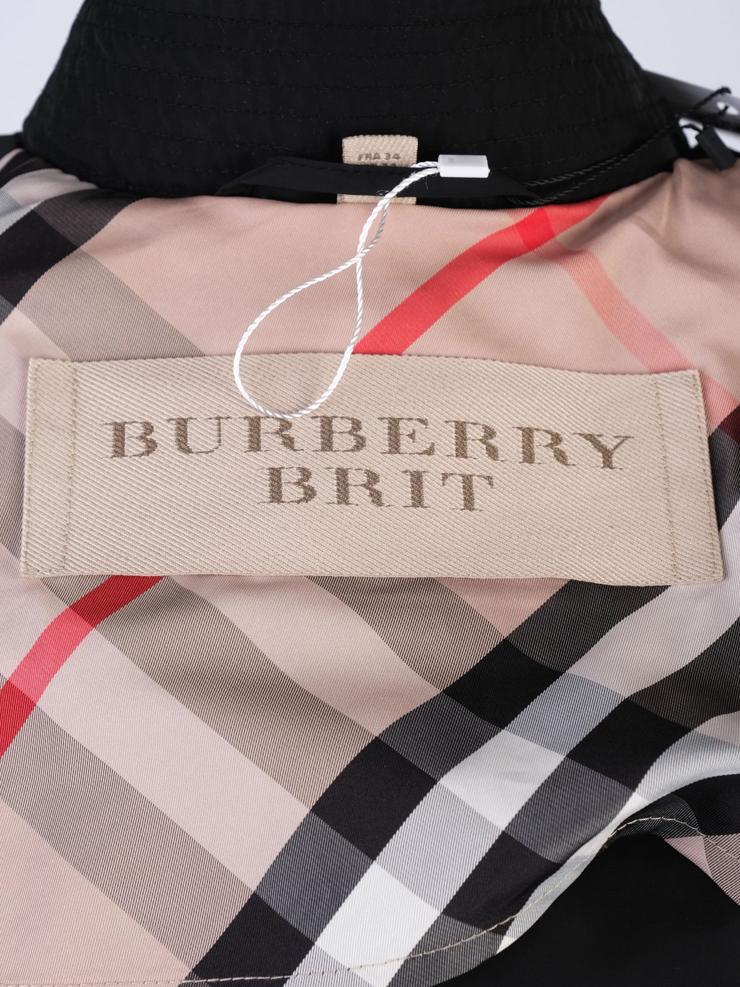 Excellent Burberry Black Trench Coat XS Polyester Double-Breasted