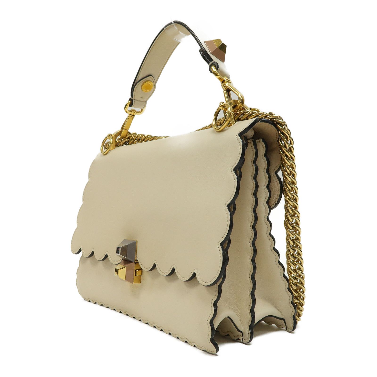 Fendi Vitello Liberty Scalloped Studded Kan I Shoulder Bag