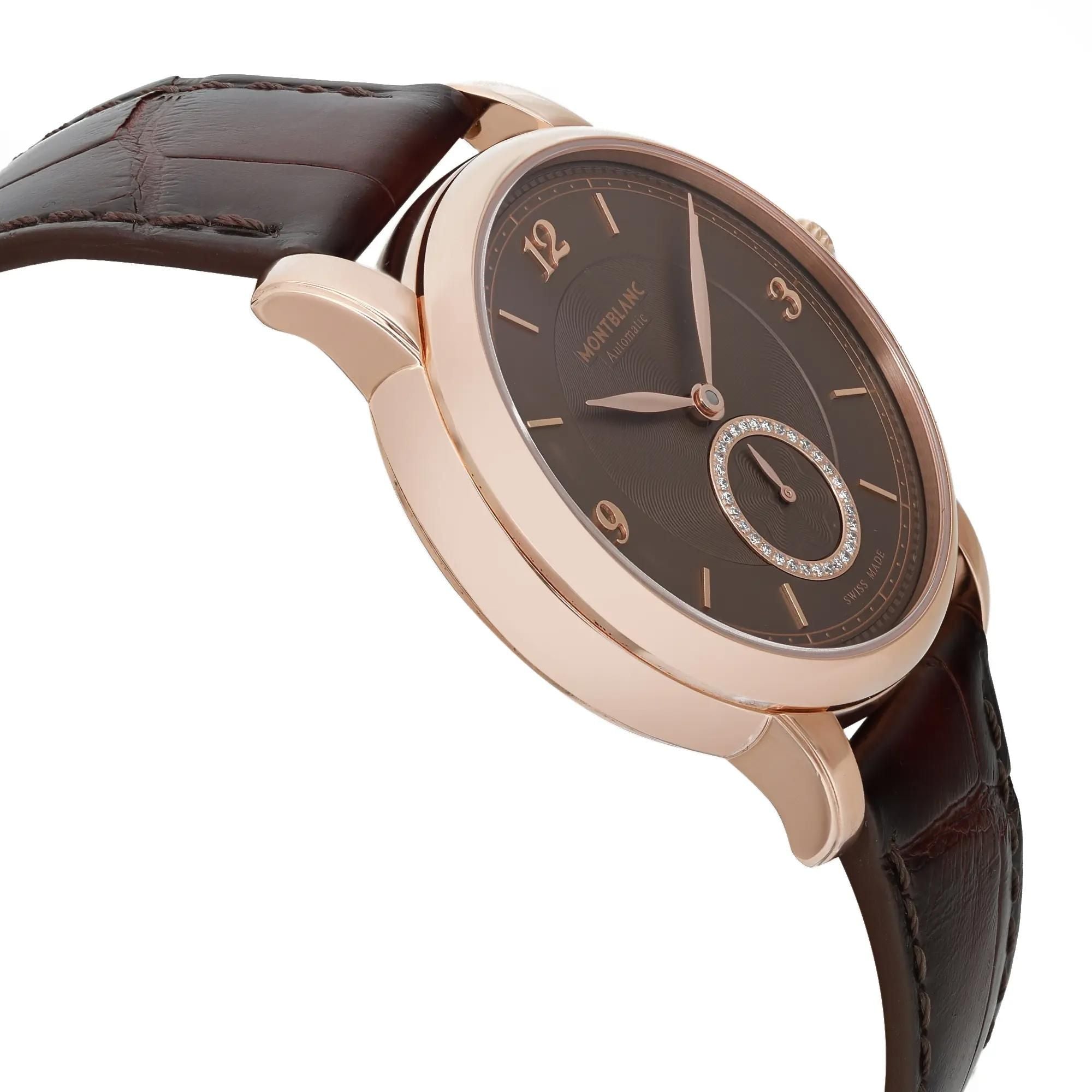 Montblanc Star Legacy 36mm 18K Rose Gold Brown Diamond Dial Watch MB118519