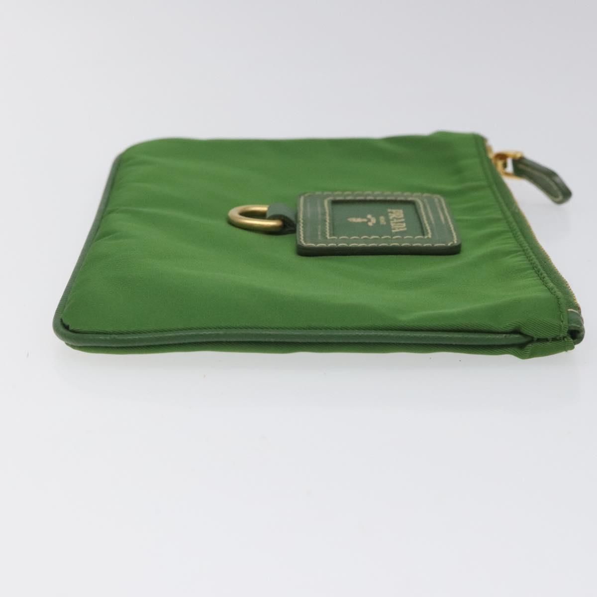 Prada Pouch Nylon Green Gold Auth