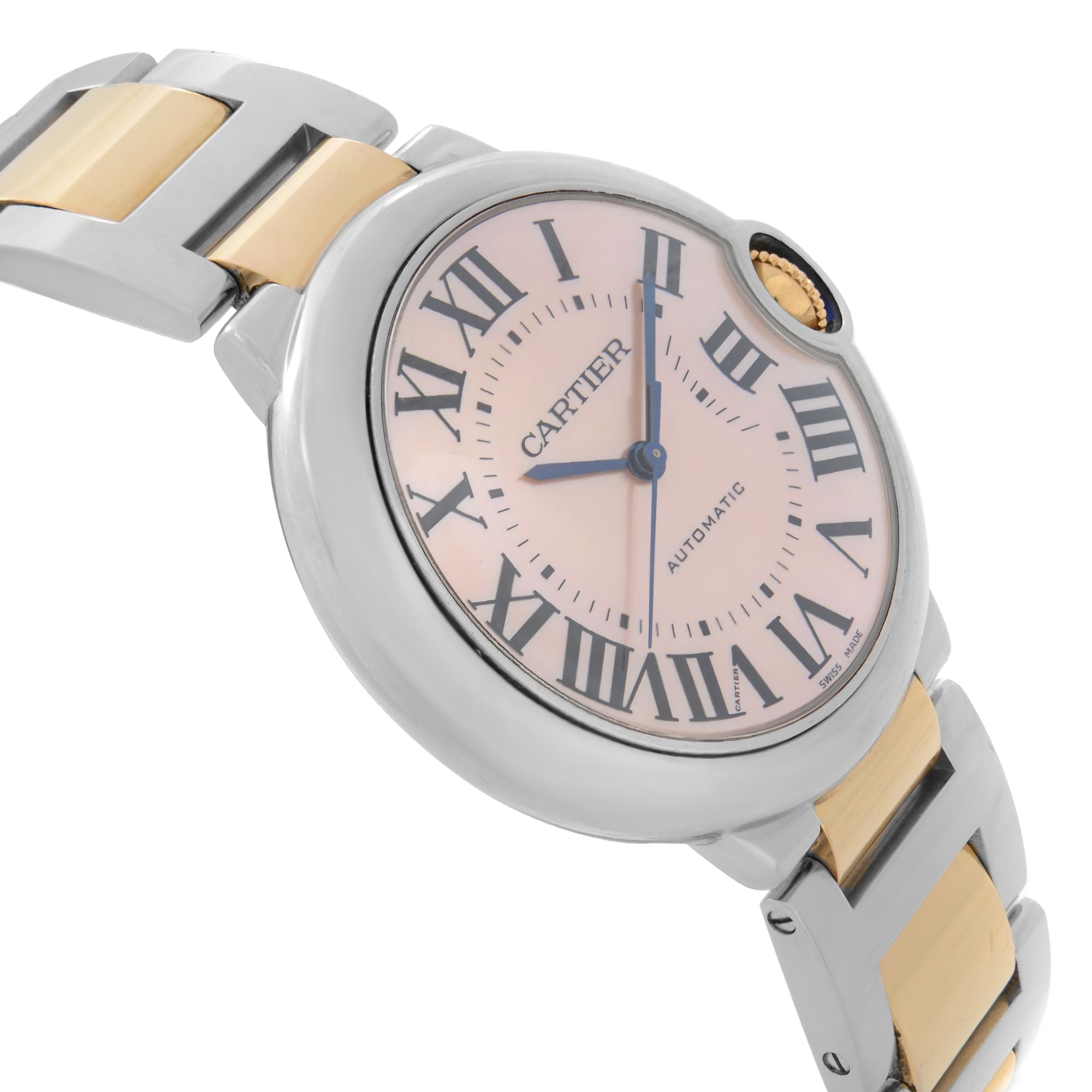 Cartier Ballon Bleu 36mm 18K Rose Gold Steel Pink MOP Dial Ladies Watch W6920033