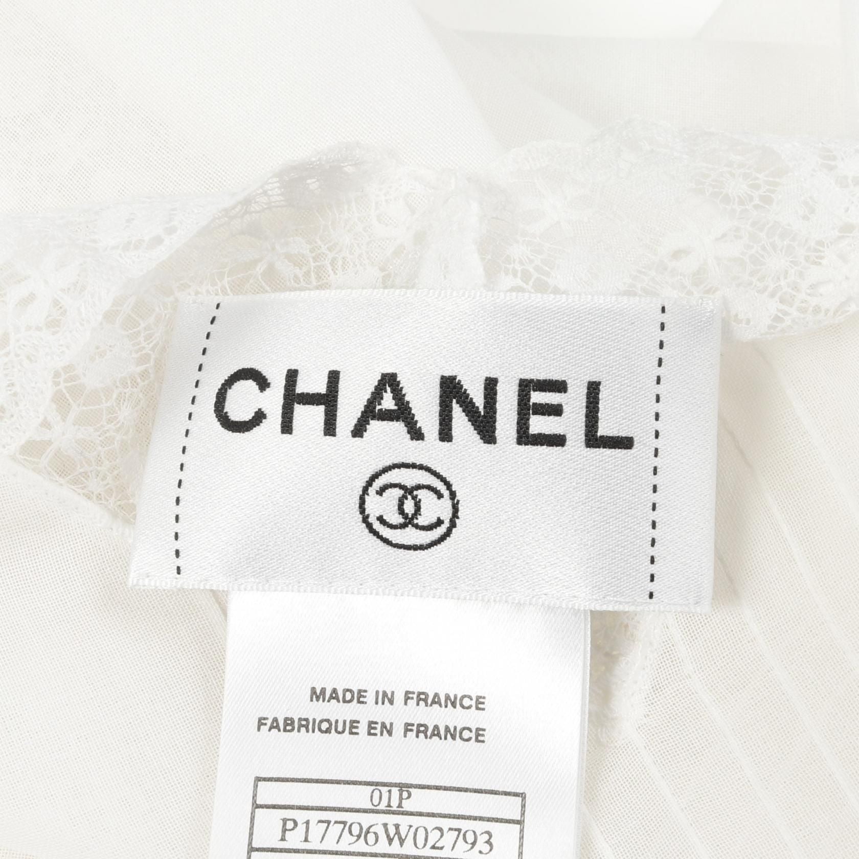 Chanel Beige Coco Mark Blouse Cotton P 17796w 02793