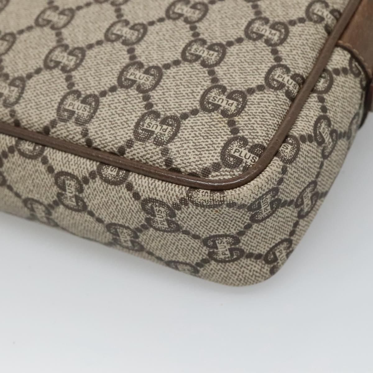 Gucci Gg Plus Supreme Clutch Bag Pvc Beige Brown Auth