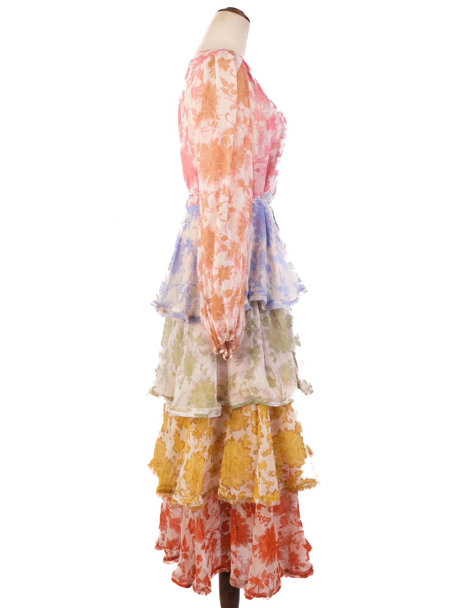 Zimmermann Floral Tiered Dress in Silk, Size L, Excellent Condition
