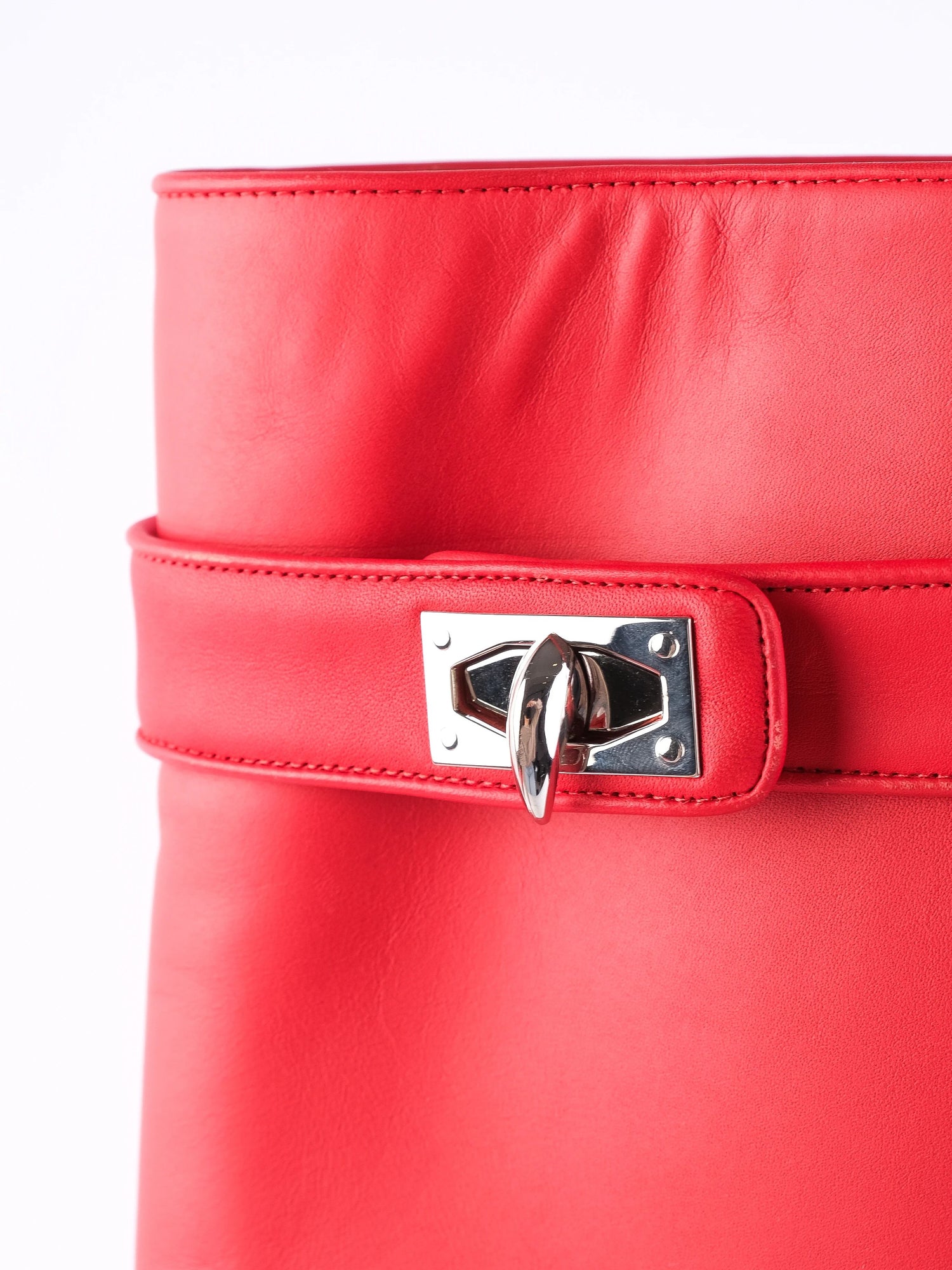 Good Givenchy Red Leather Boots Size 39 Women with Decorative Clasp