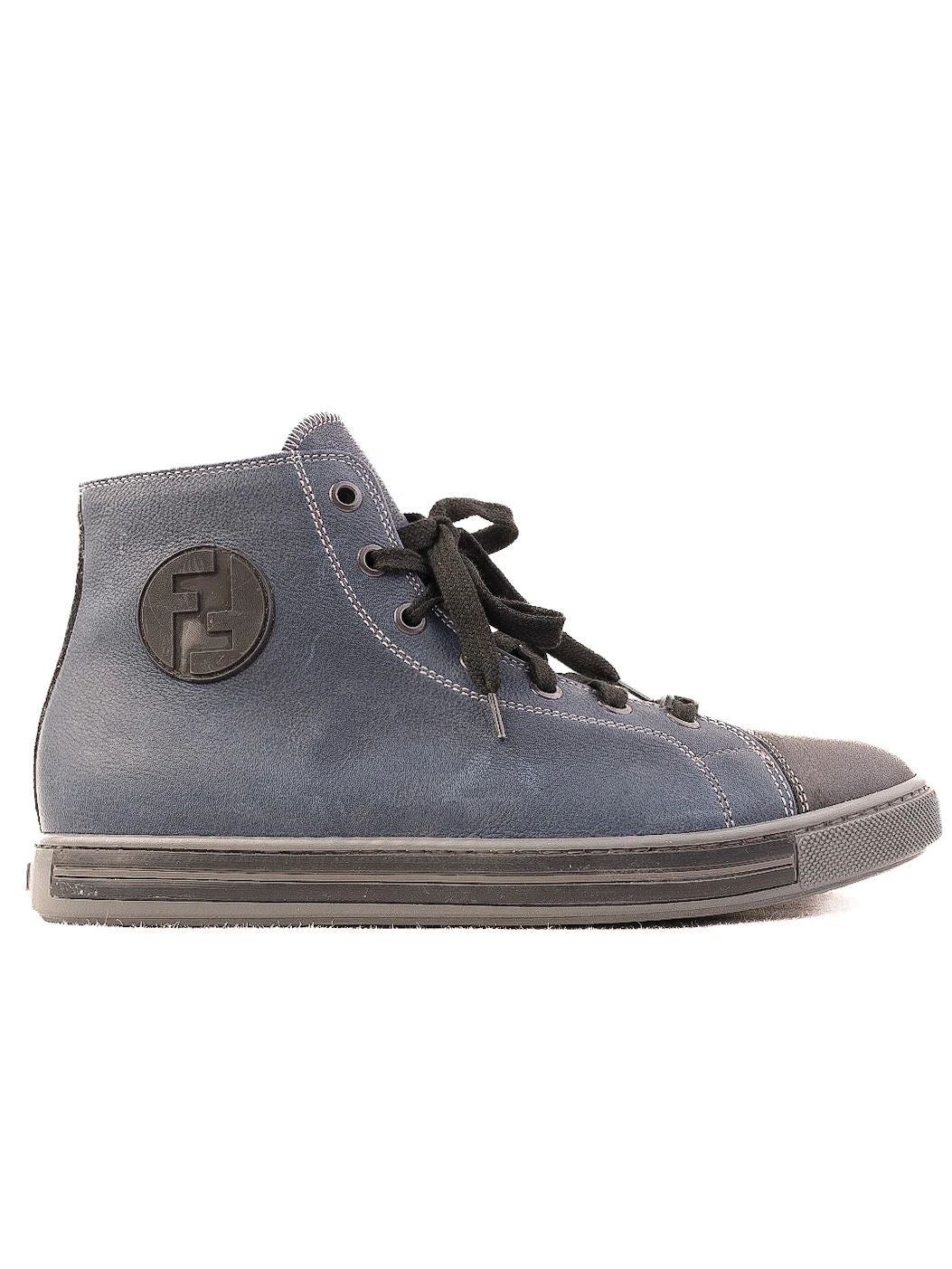 Excellent Fendi Blue Leather High-Top Sneakers Women Size N/A