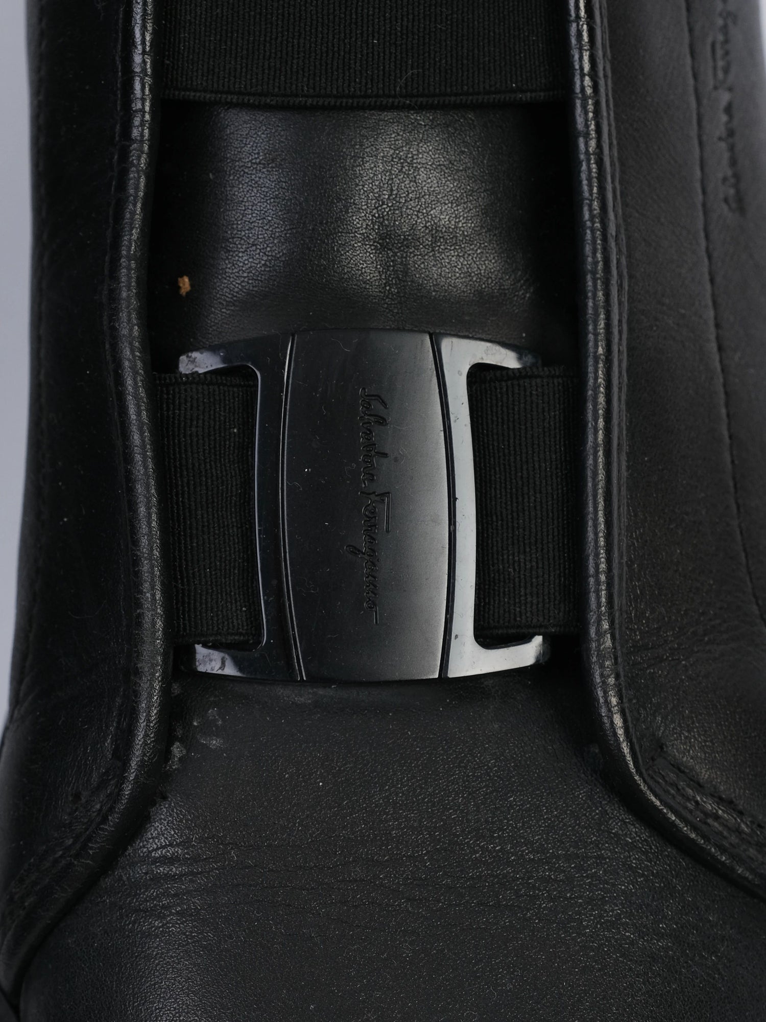 Salvatore Ferragamo Black Leather High-Top Sneakers Size 41