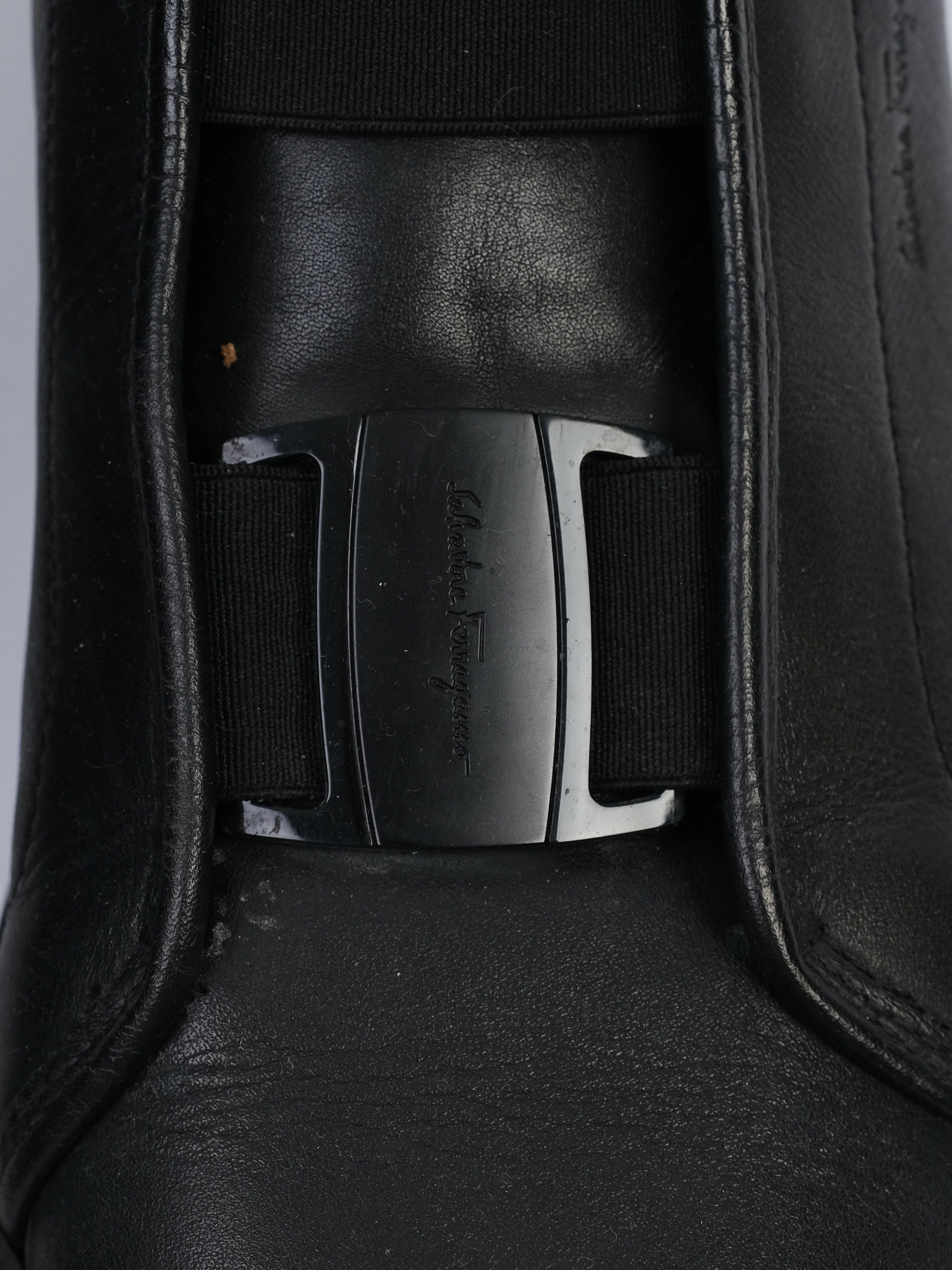 Salvatore Ferragamo Black Leather High-Top Sneakers Size 41