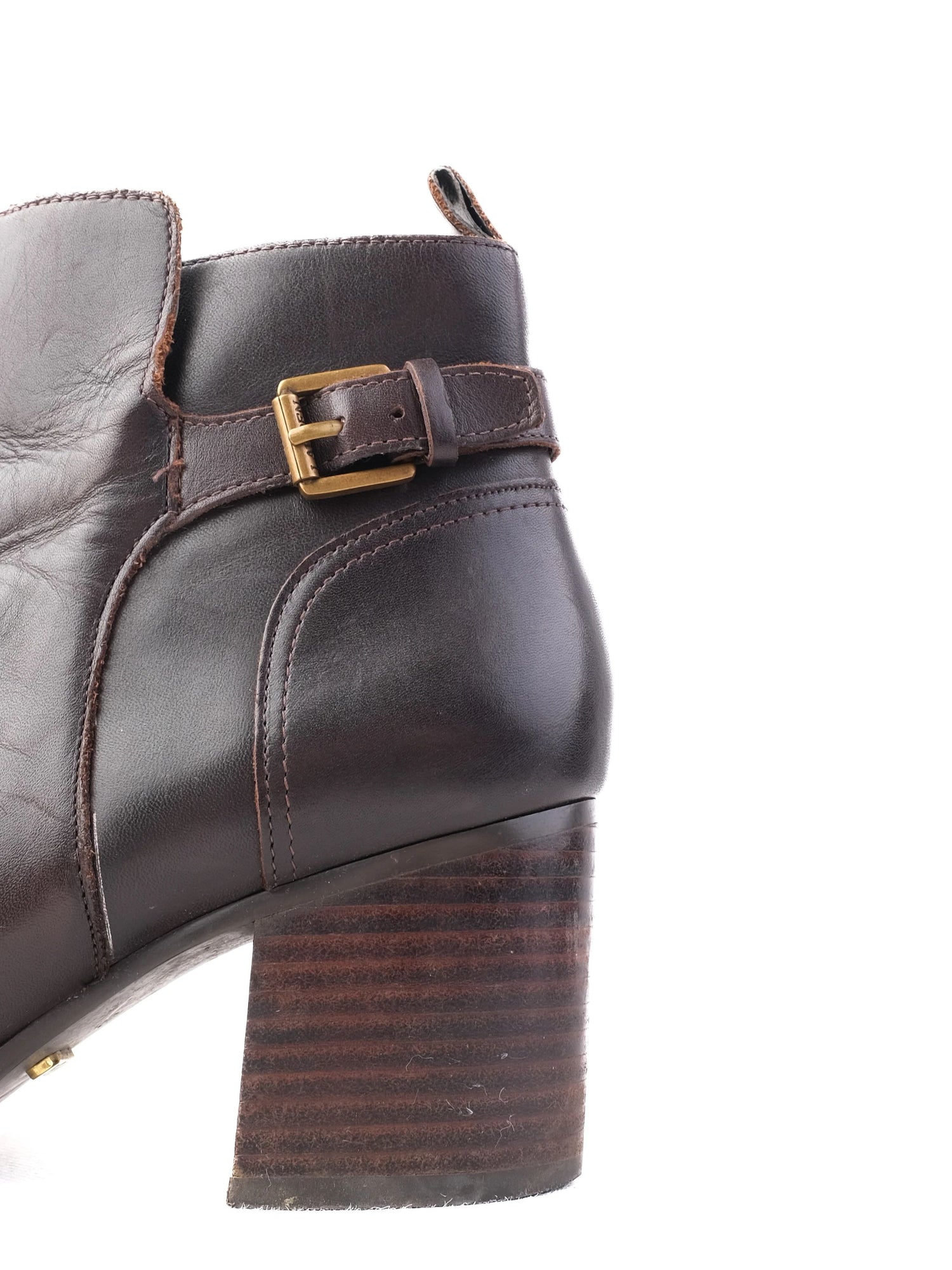 Excellent Ralph Lauren Orange Leather Ankle Boots Size 37 with Block Heel