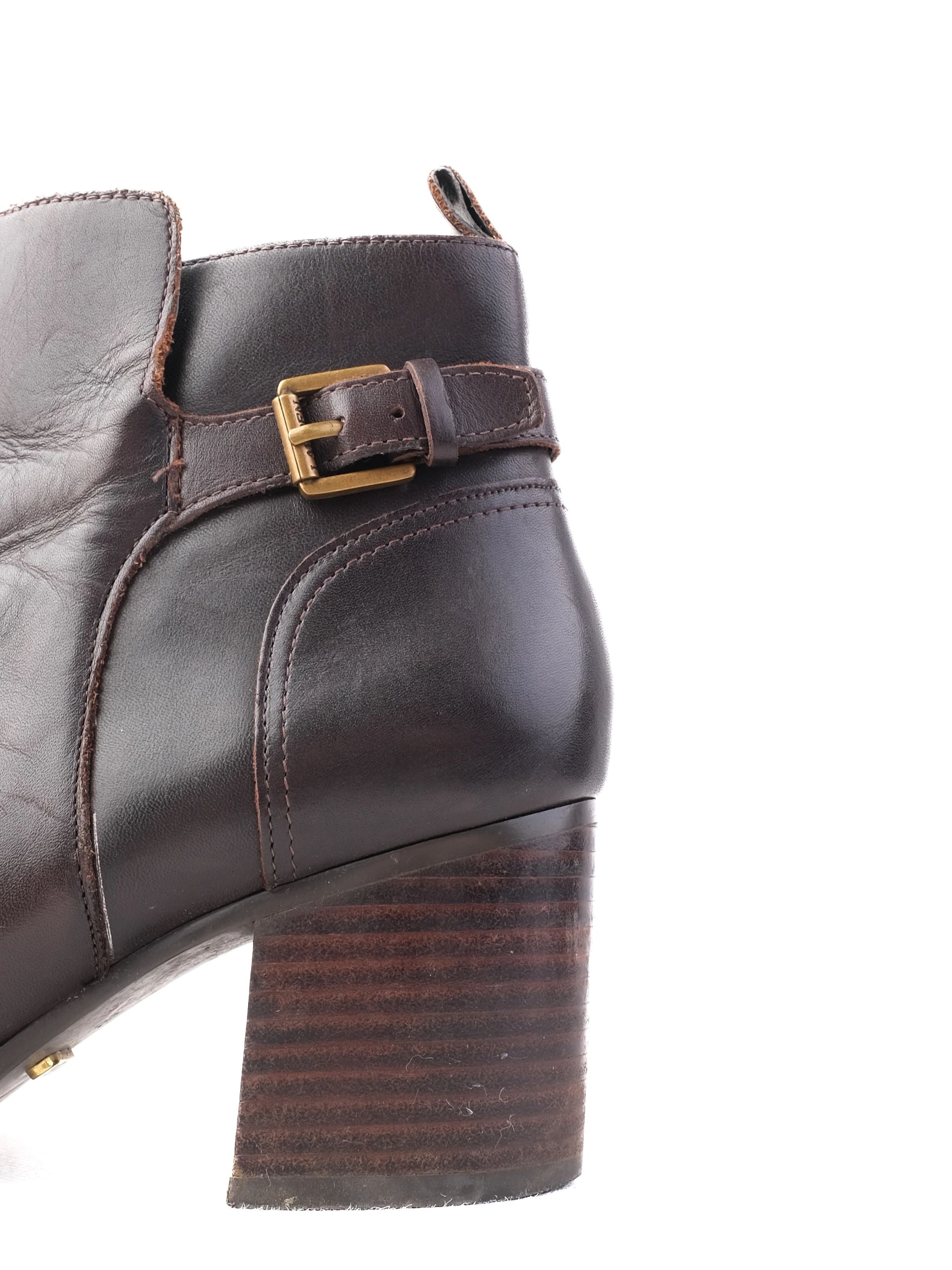 Excellent Ralph Lauren Orange Leather Ankle Boots Size 37 with Block Heel