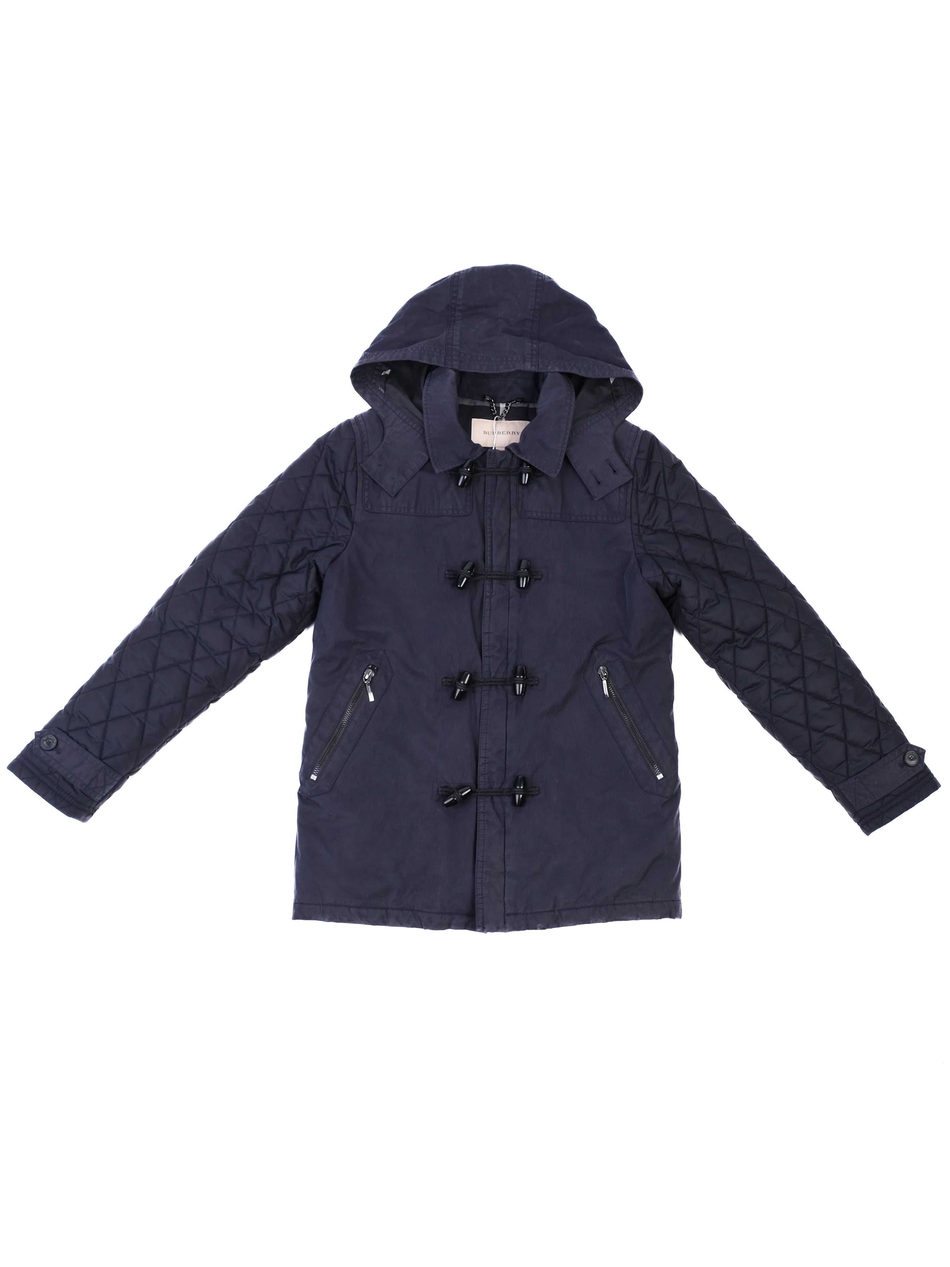 Excellent Burberry Blue Quilted Hooded Jacket for Kids Size 12