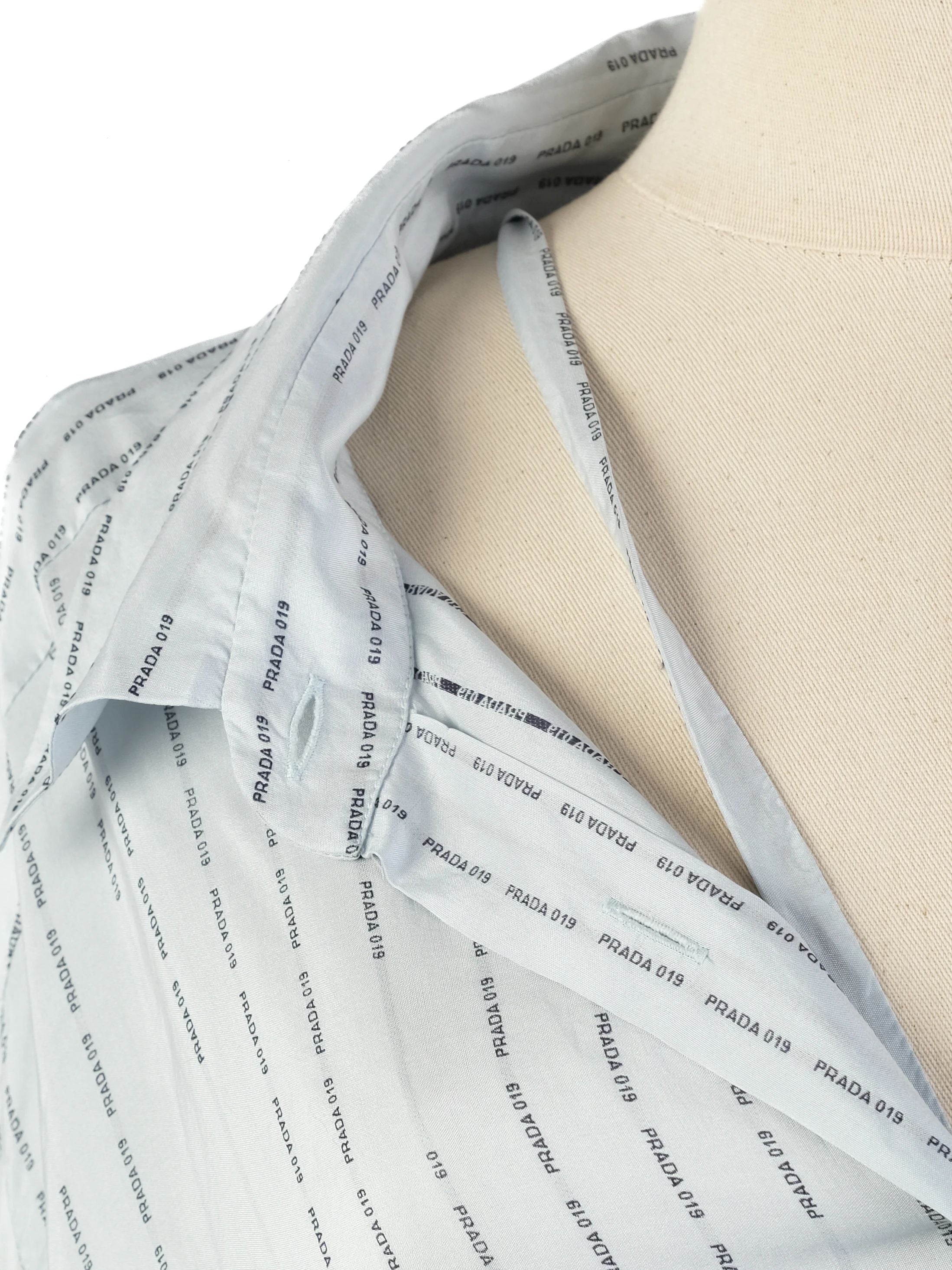 Excellent Prada Blue Silk Button-Up Shirt Size L - Women&