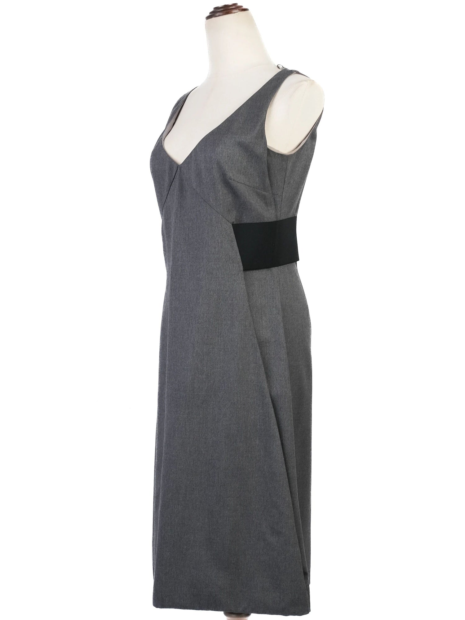 Excellent Ferre Gray Wool Sleeveless Dress Size M with Black Panels