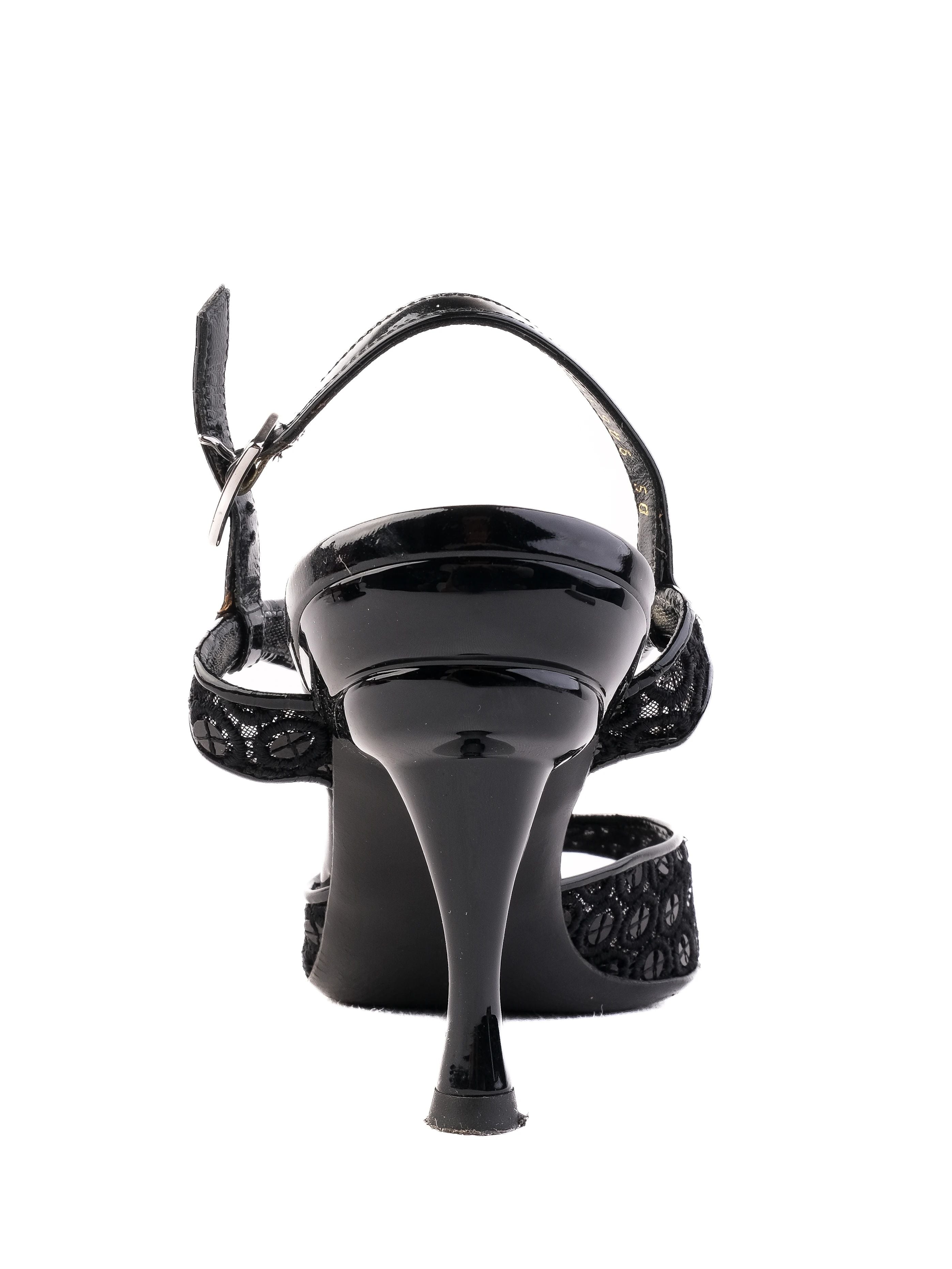 Excellent Salvatore Ferragamo Black High-Heeled Sandals Size 38