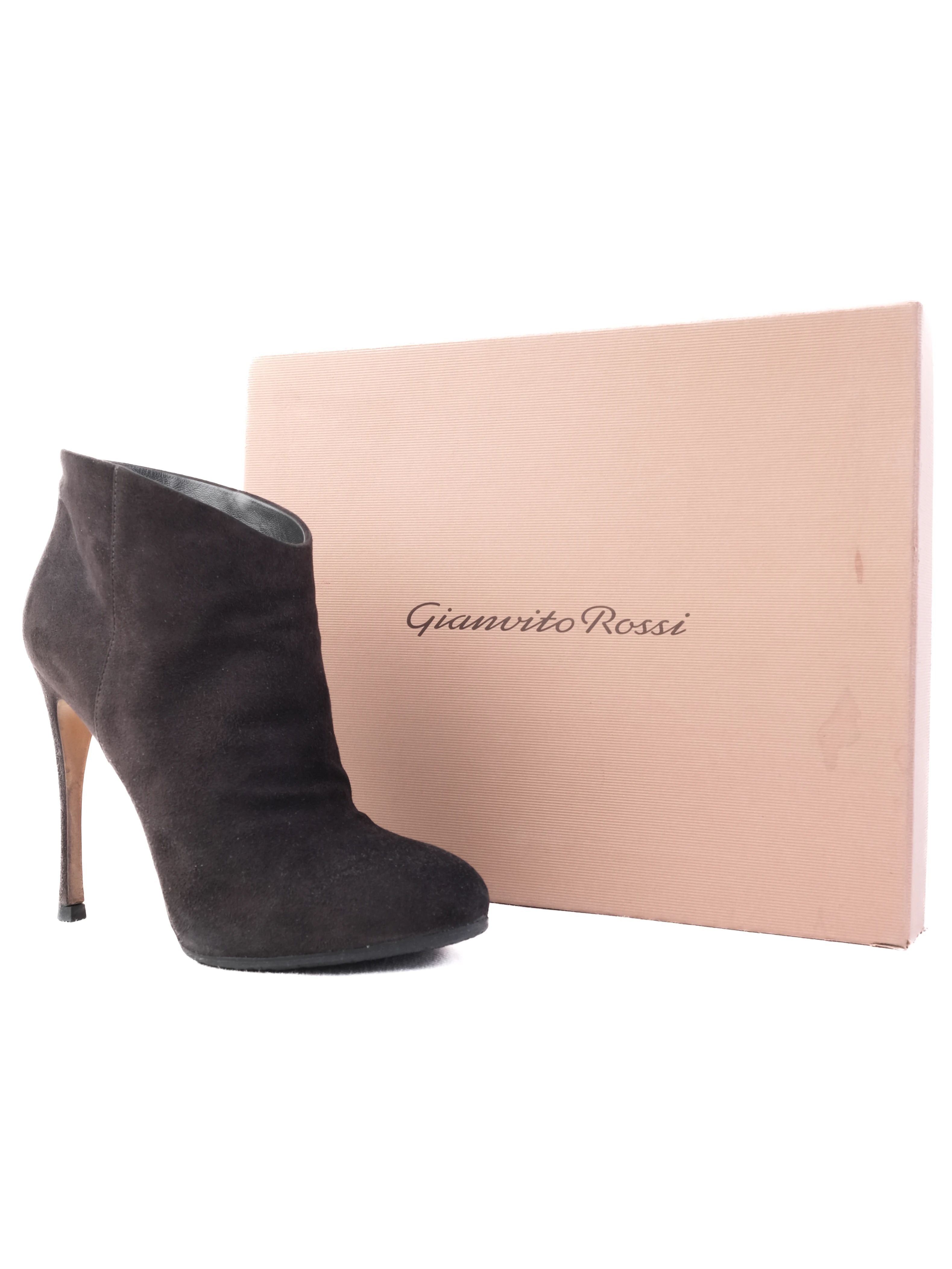GIANVITO ROSSI Black Leather High-Heeled Ankle Boot Size 38 Excellent