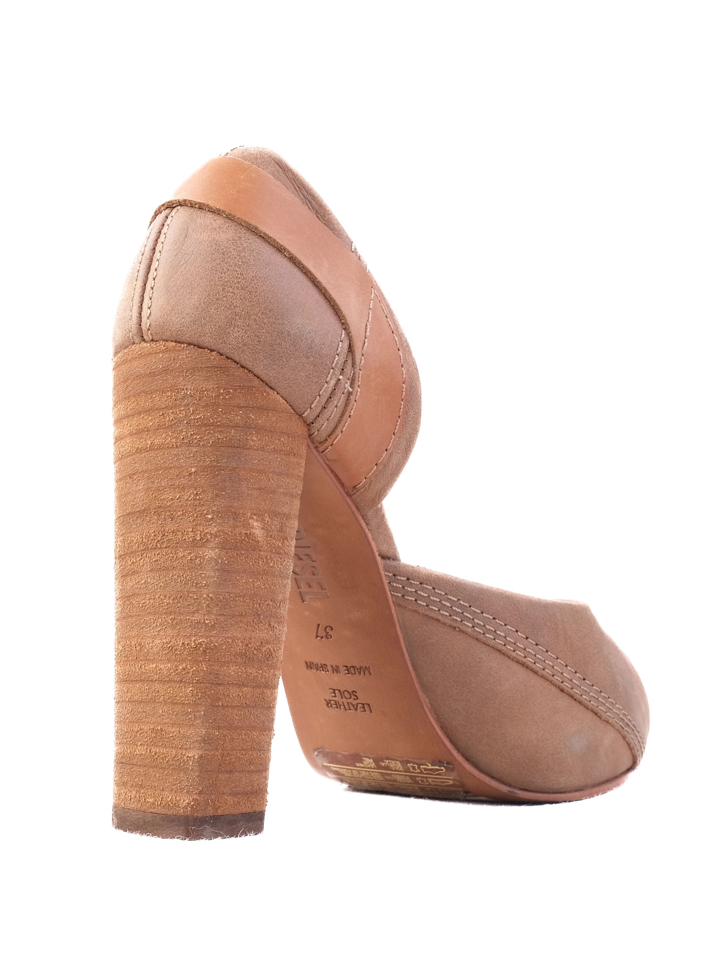 Excellent Diesel Orange Leather High-Heeled Peep-Toe Shoes Size 37