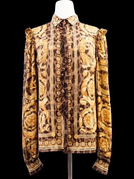 Excellent Versace WomenÕs Long-Sleeve Blouse Silk Size L Combined