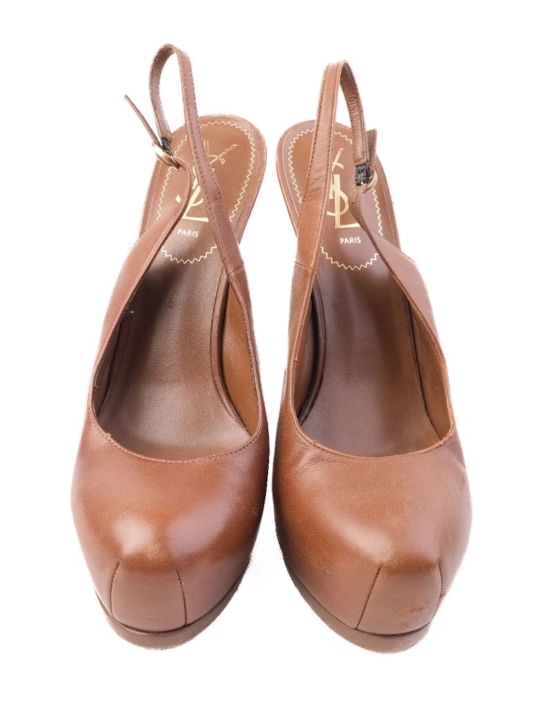 Excellent Yves Saint Laurent Orange Leather High-Heeled Shoes Size 39