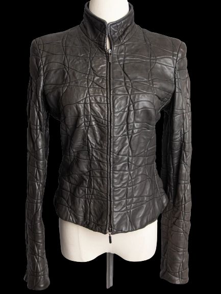 Good Armani Exchange Green Quilted Leather Jacket Size XXS